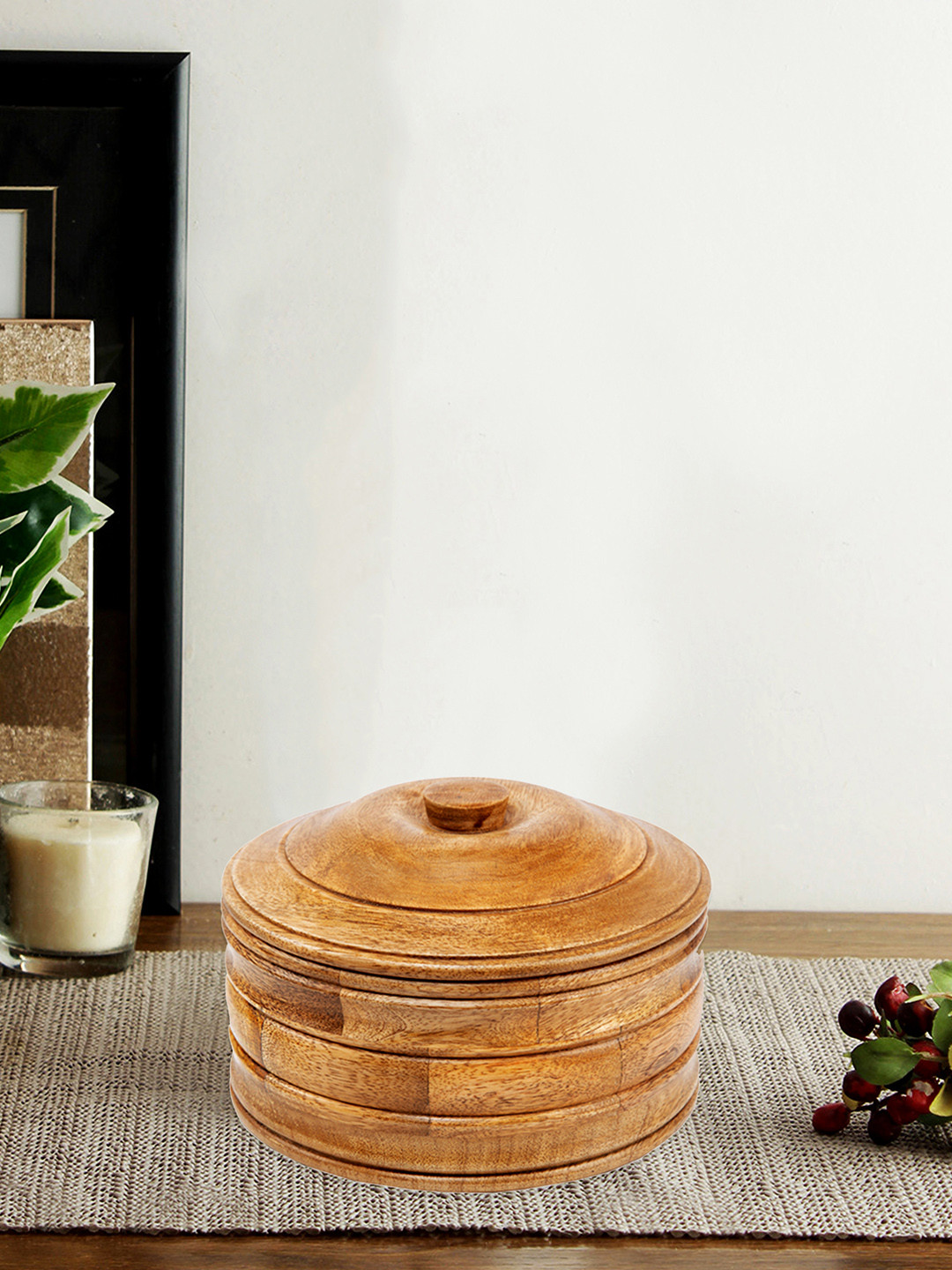 SWHF Brown Solid Mango Wood Casserole