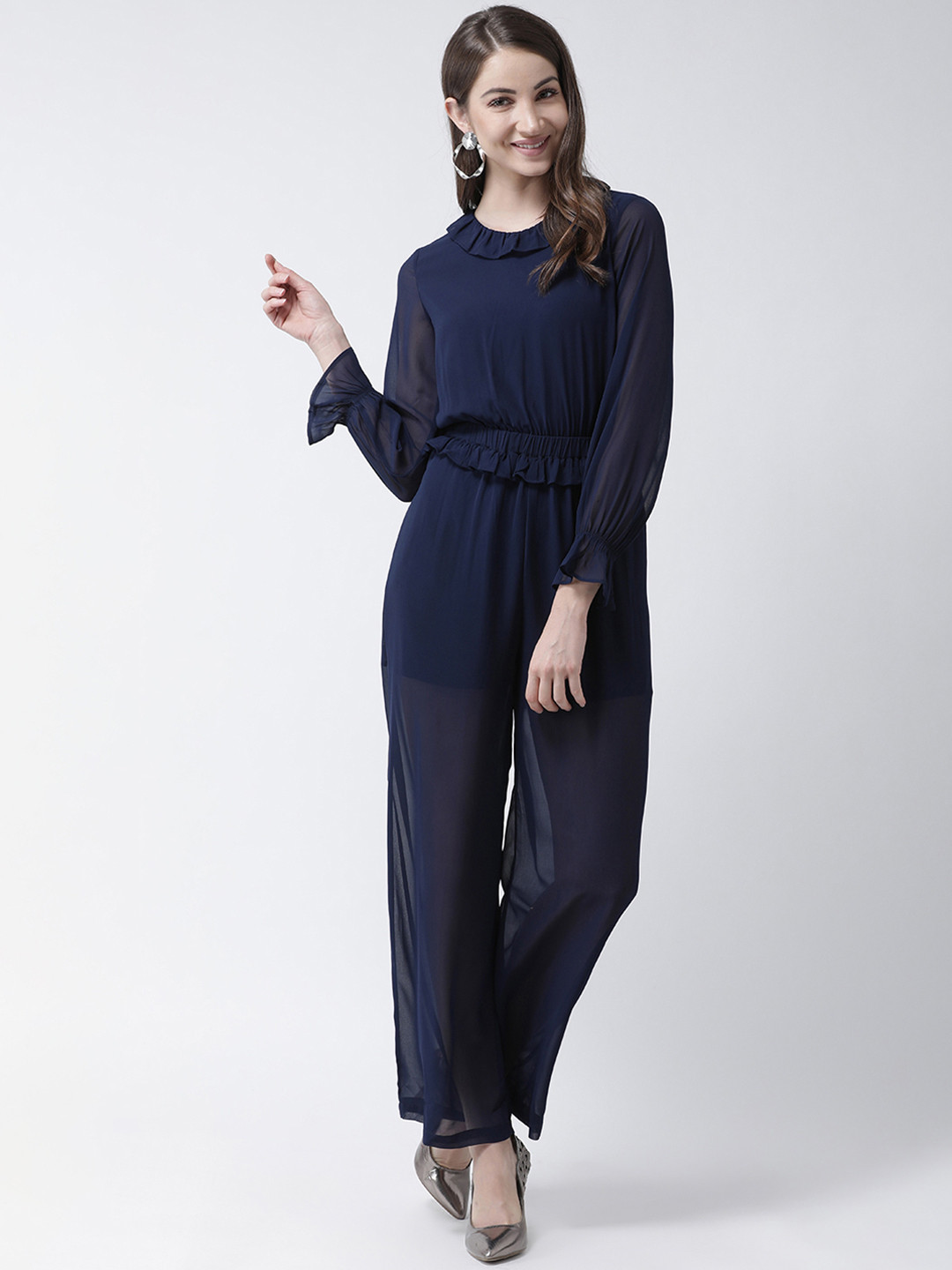 KASSUALLY Women Navy Blue Solid Basic Jumpsuit