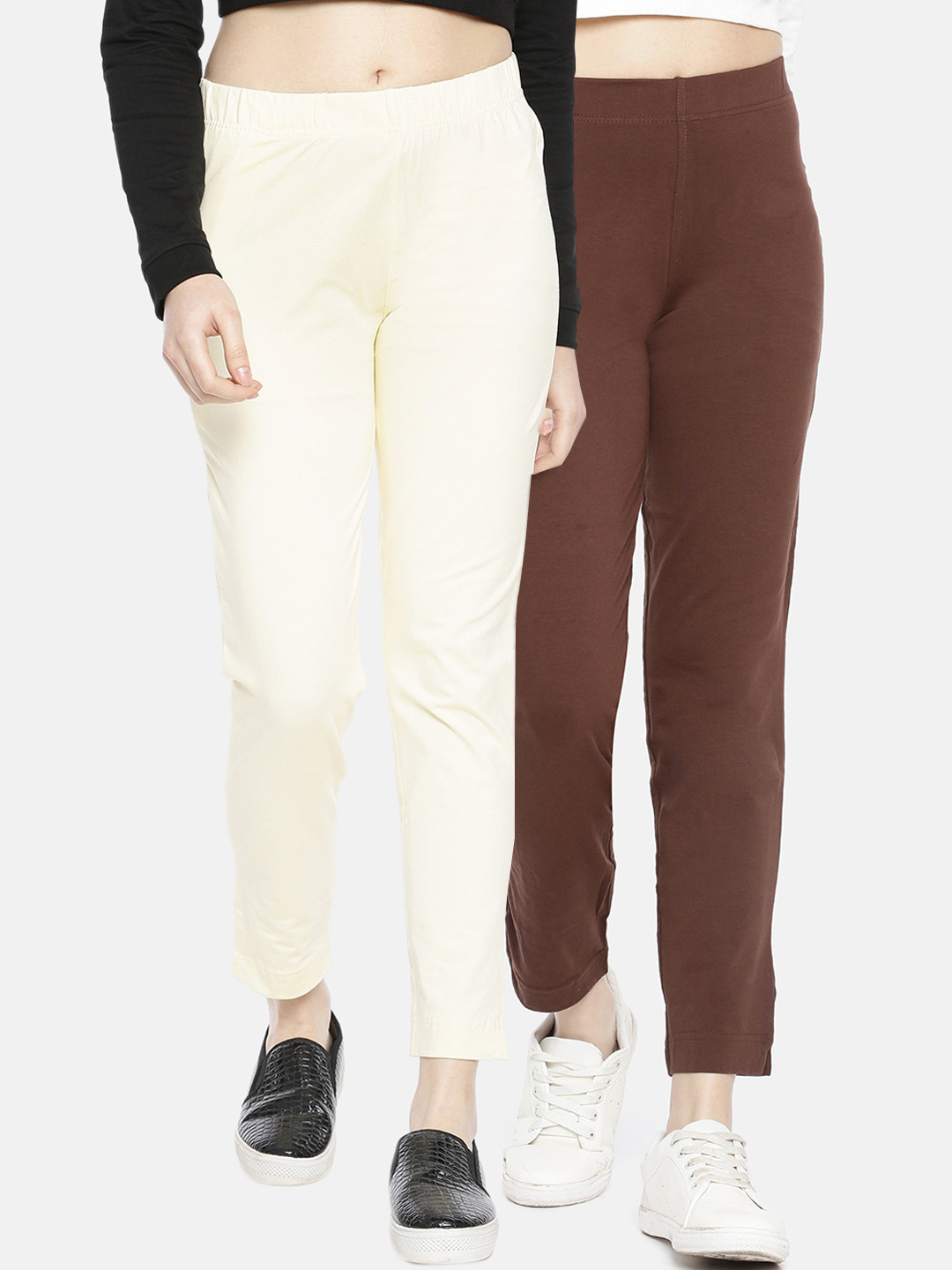 Dollar Missy Women Pack Of 2 Cotton Kurti Pant With One Side Zipper Pocket