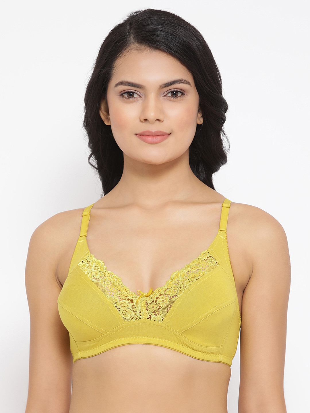 Clovia Yellow Solid Cotton Non-Padded Full Cup Bra BR2027P0232B