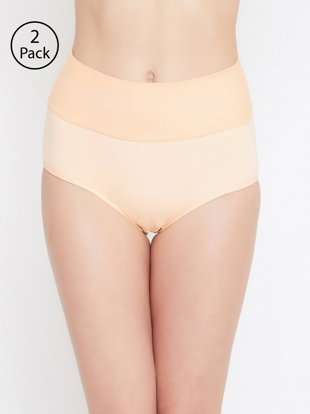 Leading Lady Women Peach-Coloured Colourblocked Tummy Shaper T-tuck-Skin-2