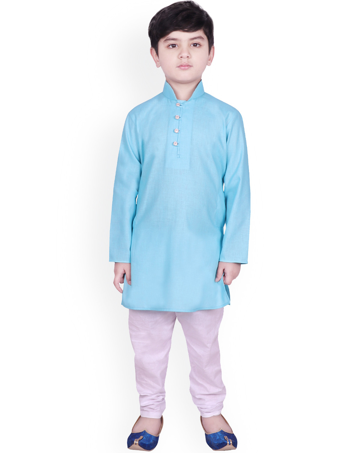 SG YUVRAJ Boys Blue & Lavender Solid Kurta with Pyjamas