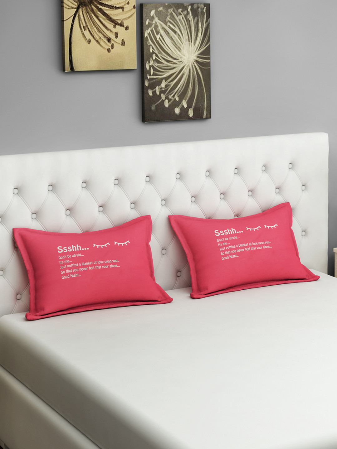 SWAYAM Set of 2 Pink Ssshh Graffiti Pillow Covers
