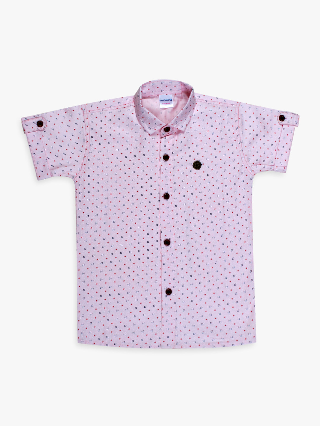 Superminis Boys Pink & Navy Blue Regular Fit Printed Casual Shirt