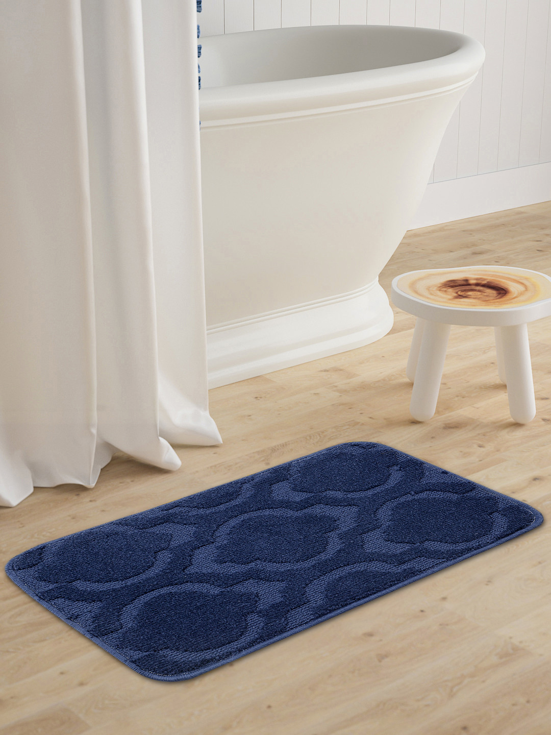 Saral Home Blue Viva Matar Anti-Skid Bath Rug