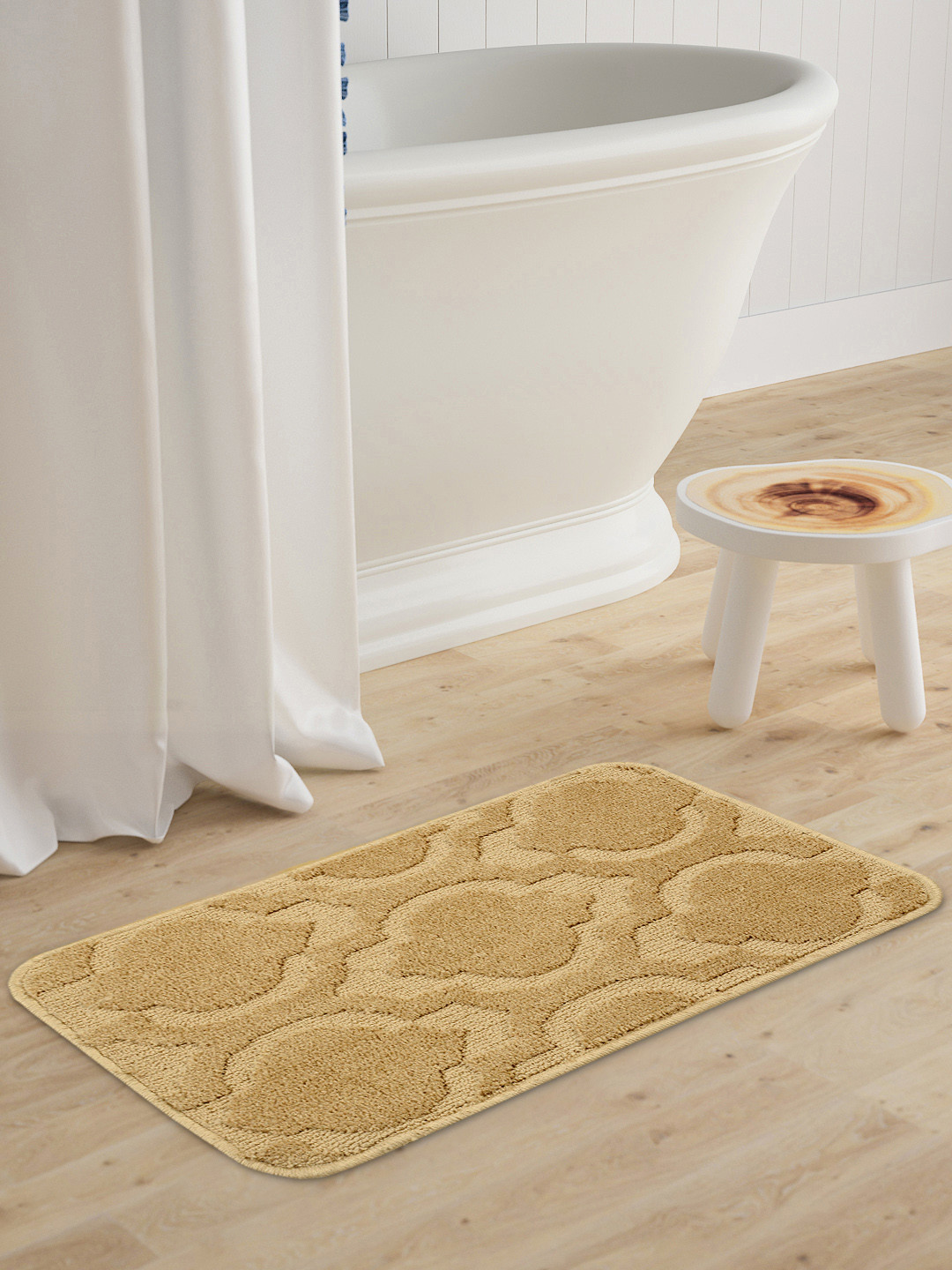 Saral Home Beige Viva Matar Anti-Skid Bath Rug