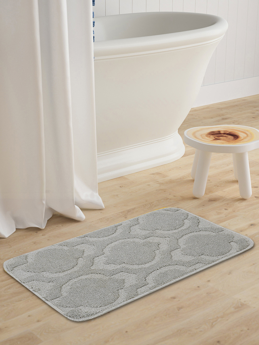 Saral Home Grey Viva Matar Anti-Skid Bath Rug