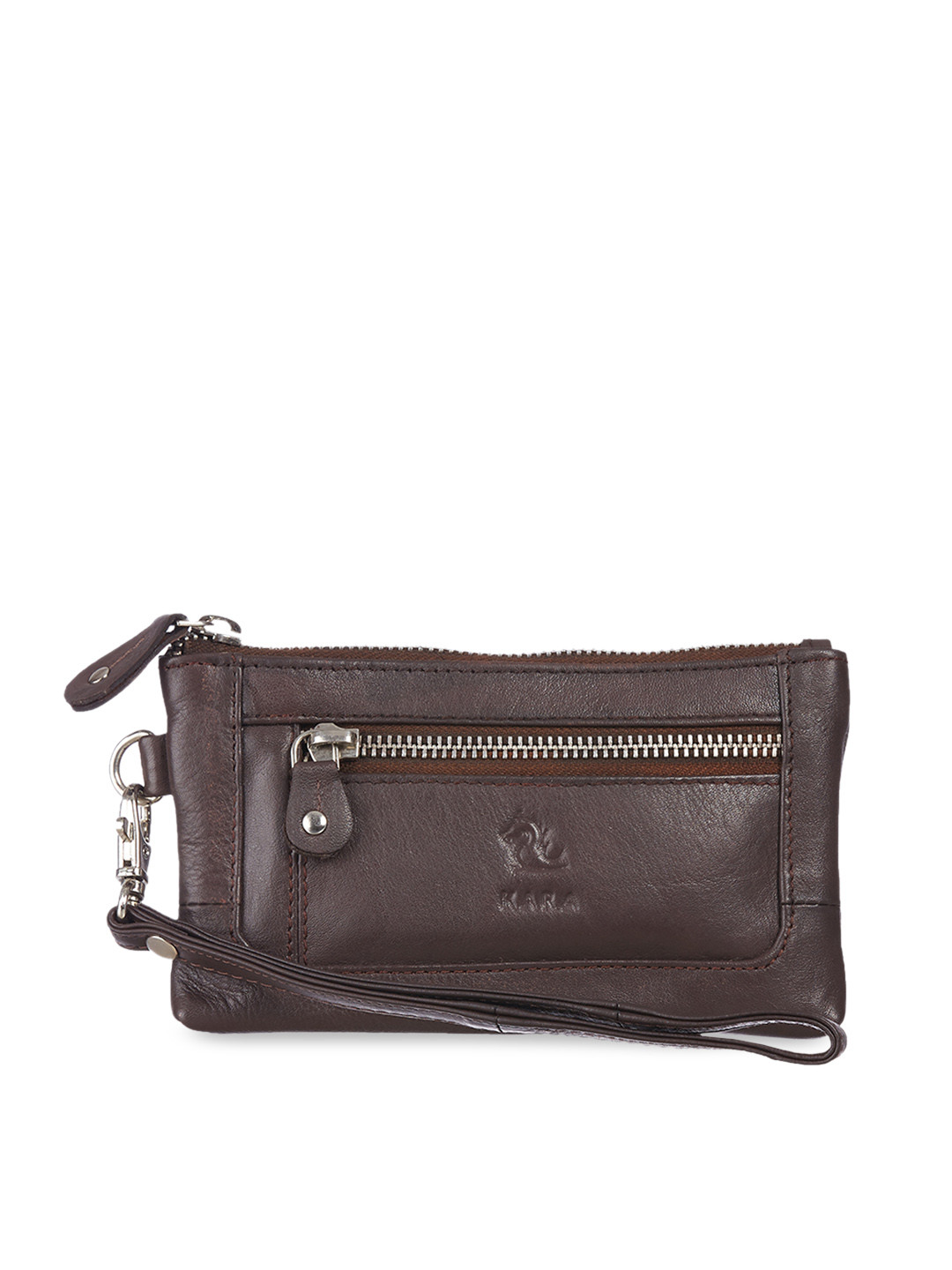 Kara Coffee Brown Leather Solid Purse
