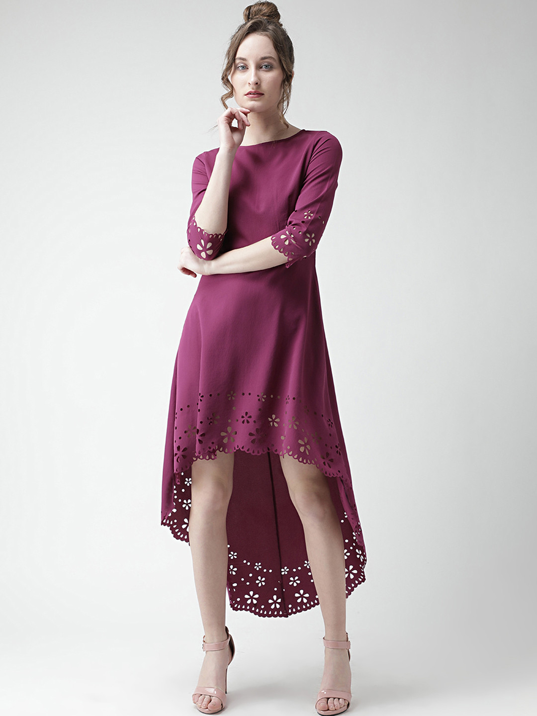 KASSUALLY Women Purple High-Low Maxi Dress