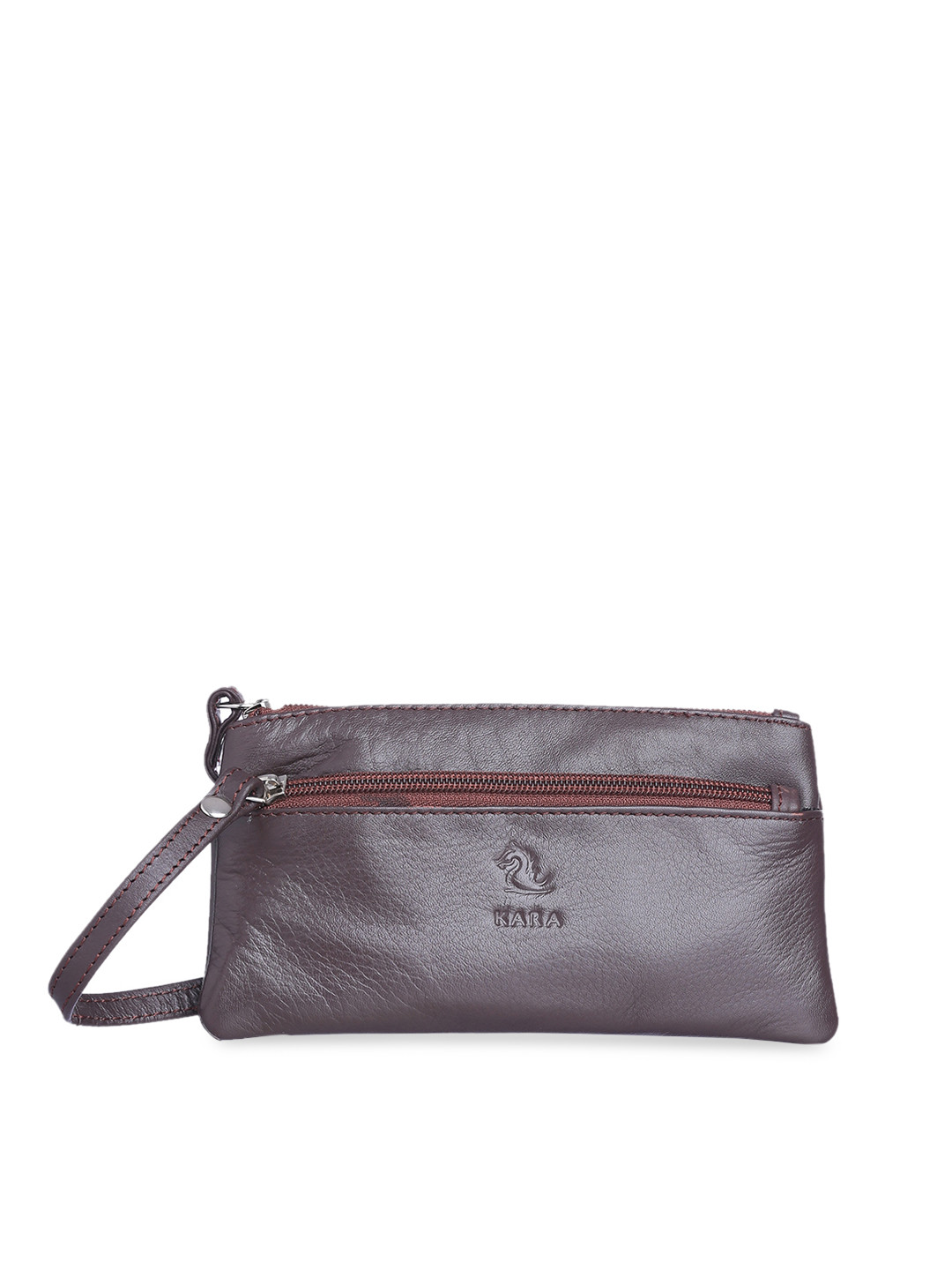 Kara Coffee Brown Leather Solid Purse