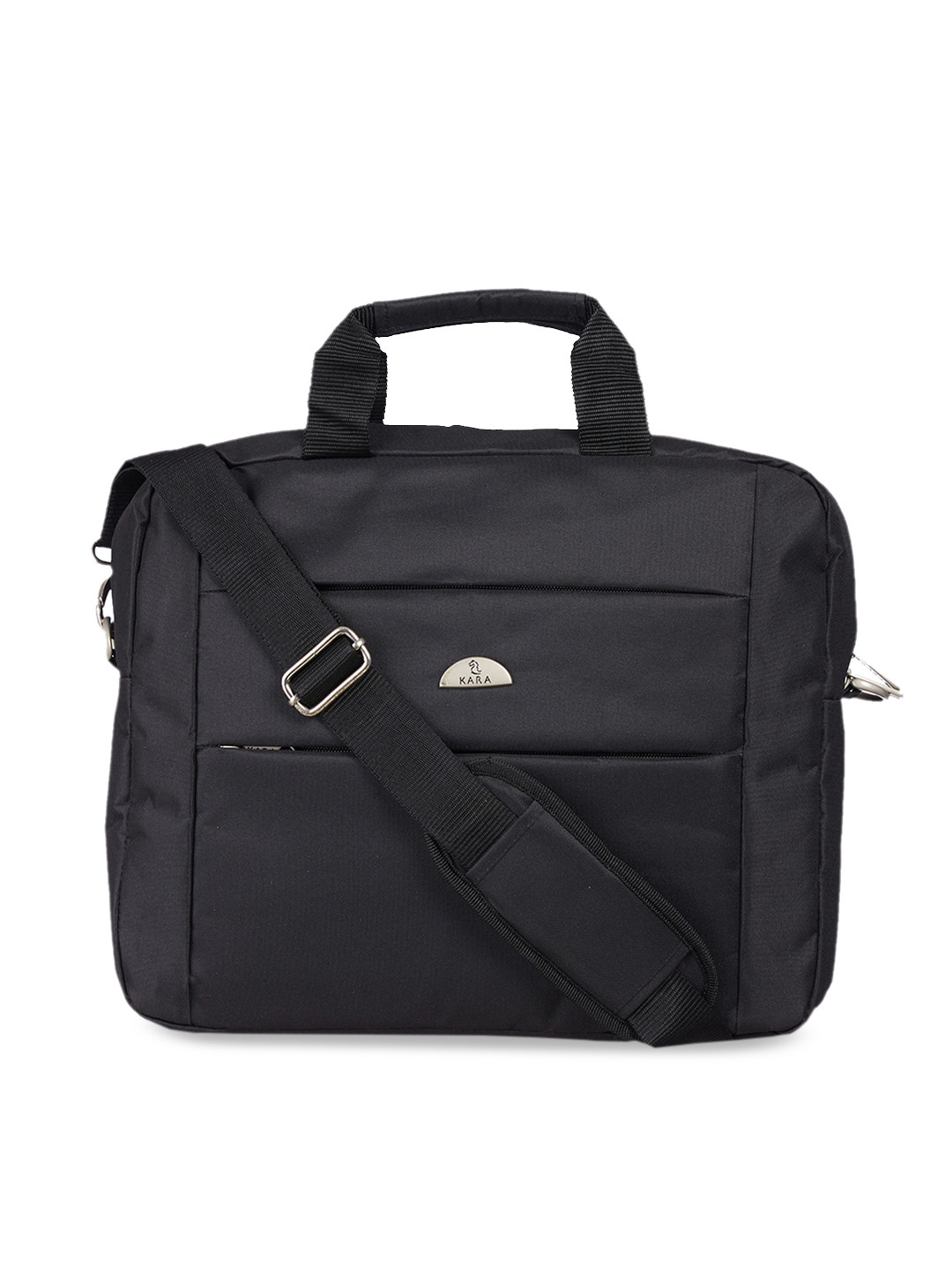 Kara Men Black Solid Laptop Bag With Detachable Sling Strap