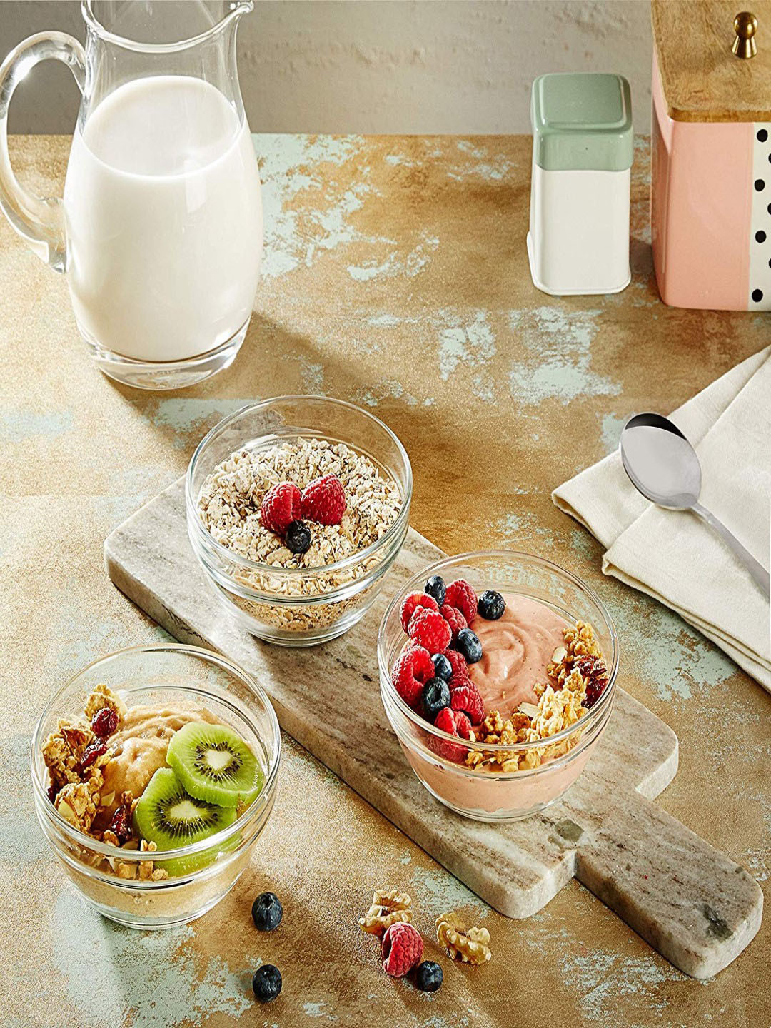 Uniglass Set of 6 Stackable Glass Bowl Lead Free Tranparent 370ml