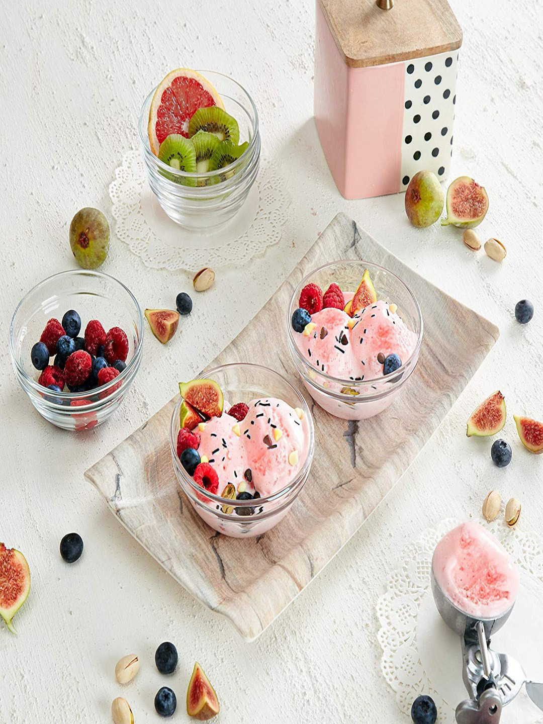 Uniglass Set of 6 Transparent Lead Free Stackable Glass Bowl - 240ml