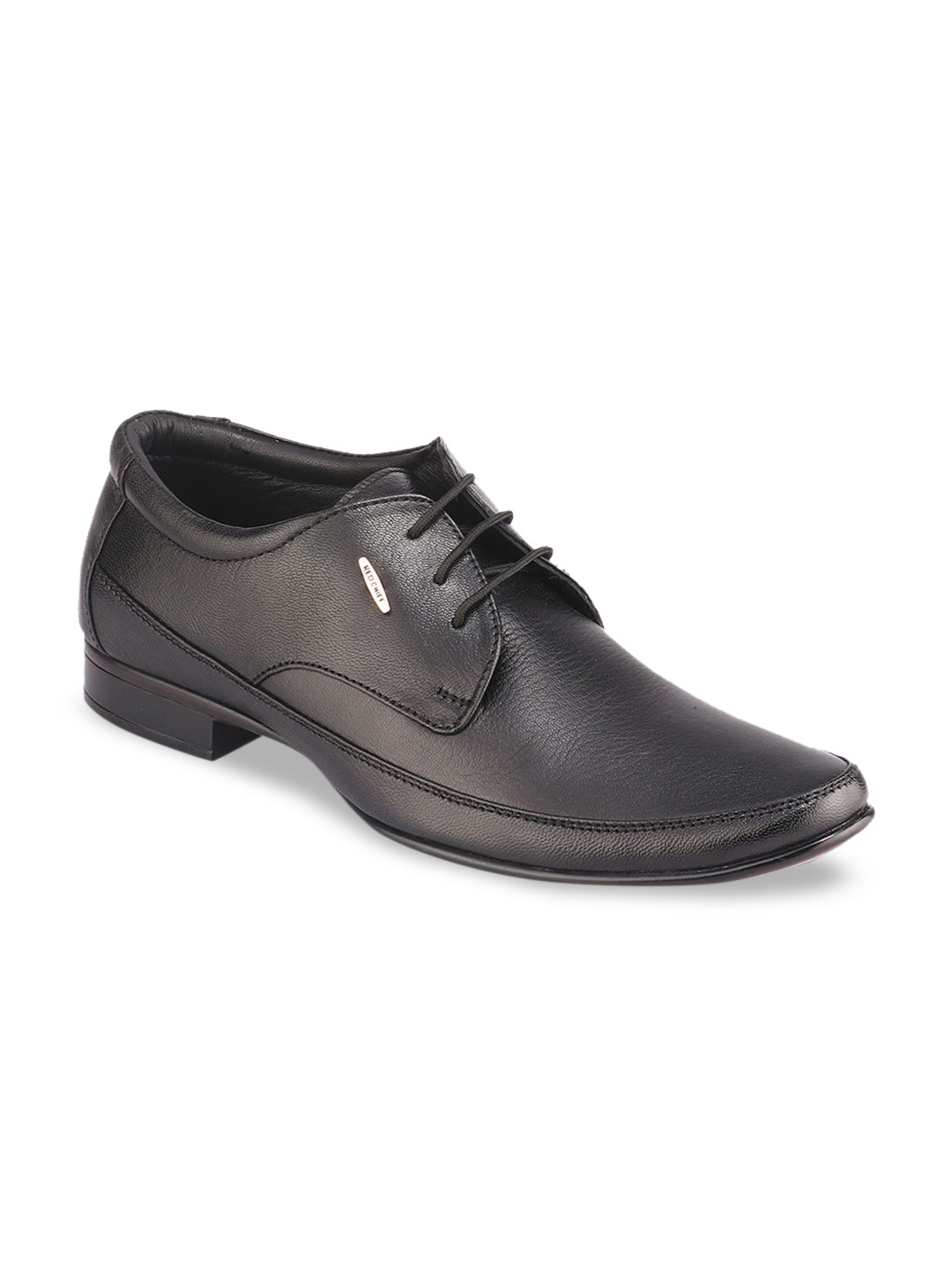 Red Chief Men Black Solid Leather Formal Derbys