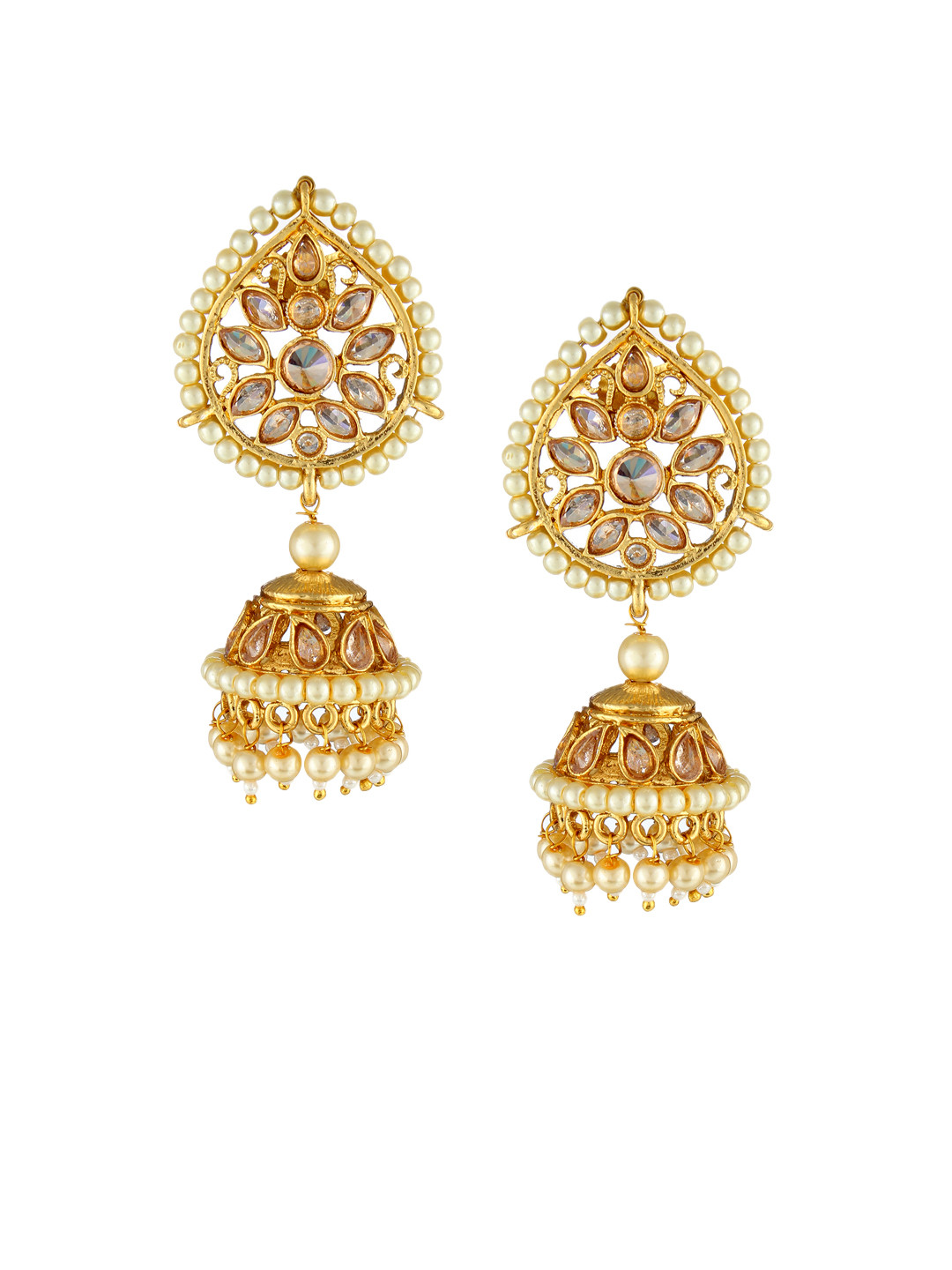 Adwitiya Gold-Plated Dome Shaped Jhumkas