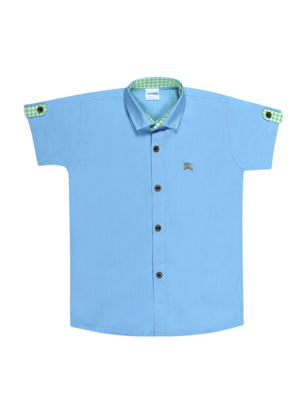 Superminis Boys Blue Regular Fit Solid Casual Shirt