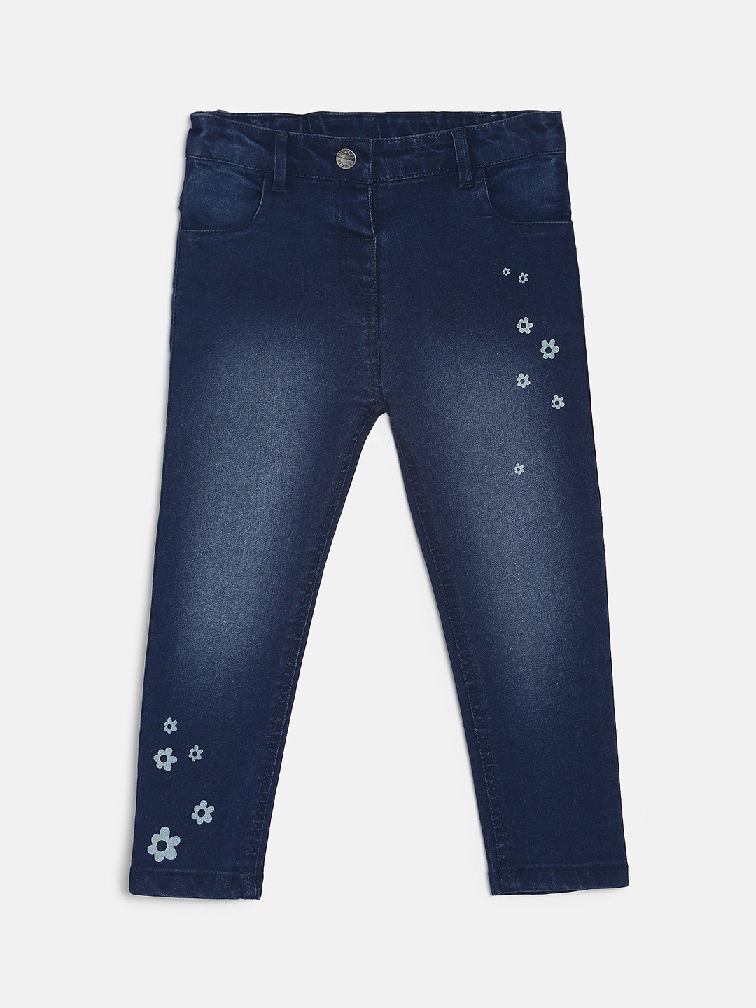 MINI KLUB Girls Navy Blue Regular Fit Mid-Rise Clean Look Stretchable Jeans