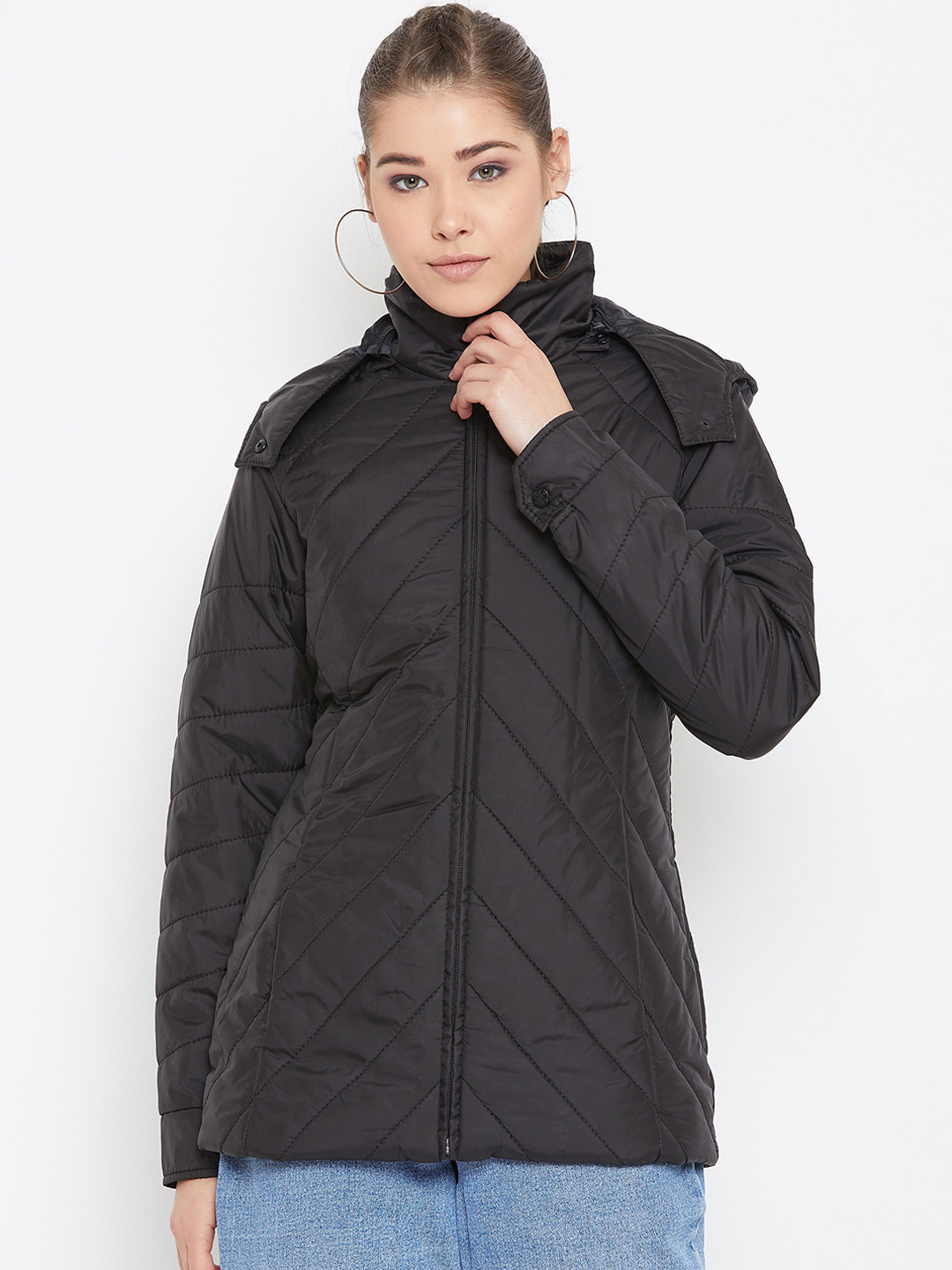 Spirit Women Black Solid Padded Jacket
