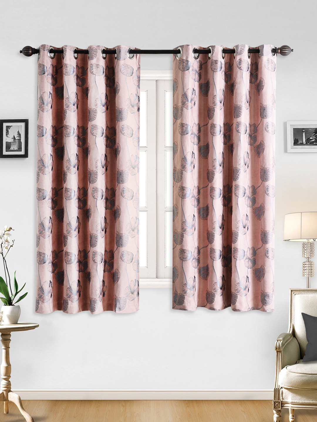 Deco Window Peach-Coloured Set of 2 Curtains