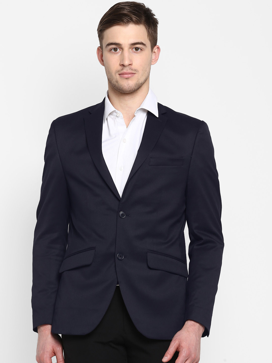 Aditi Wasan Men Navy Blue Solid Single-Breasted Formal Blazer