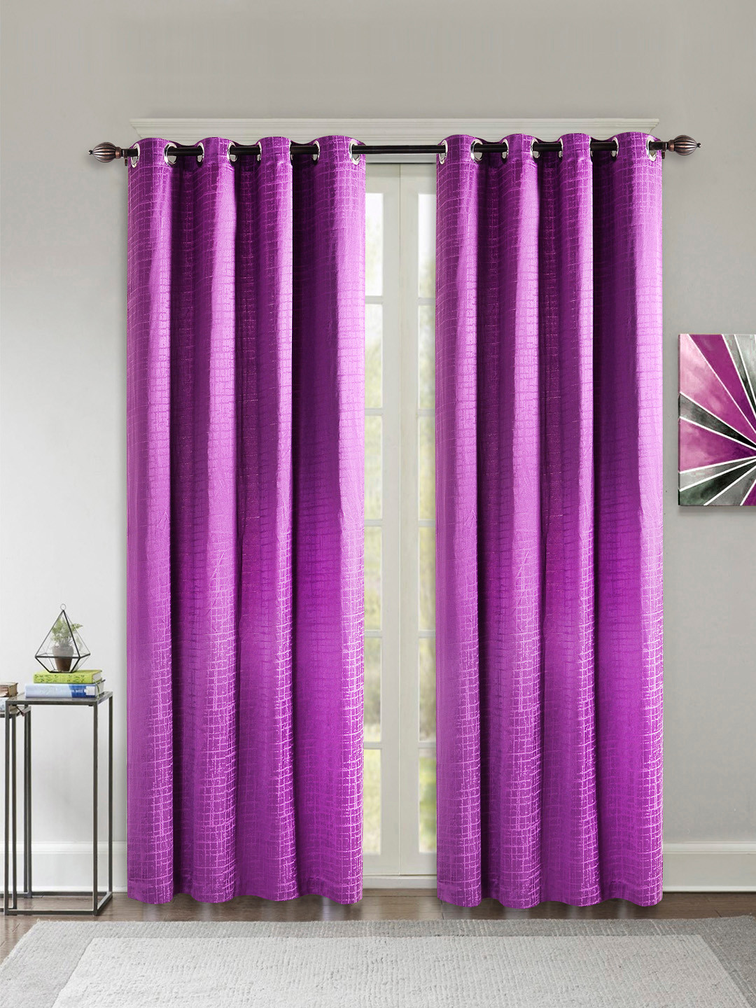 Deco Window Purple Set of 2 Curtain Curtains