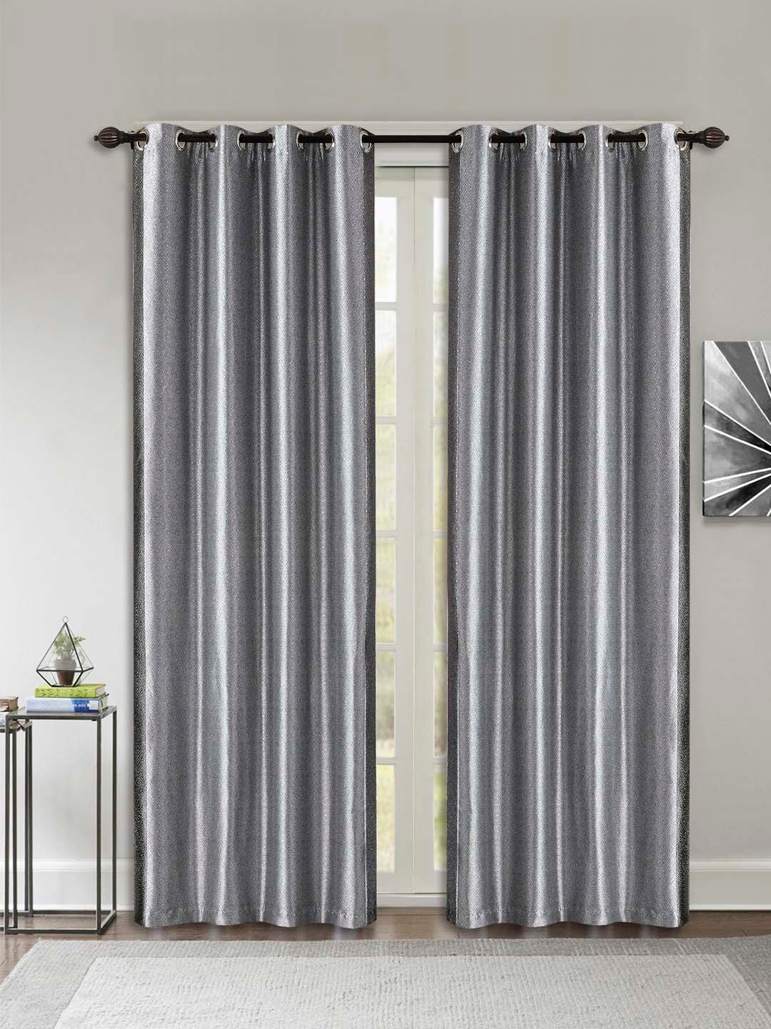 Deco Window Grey & Black Set of 2 Curtains