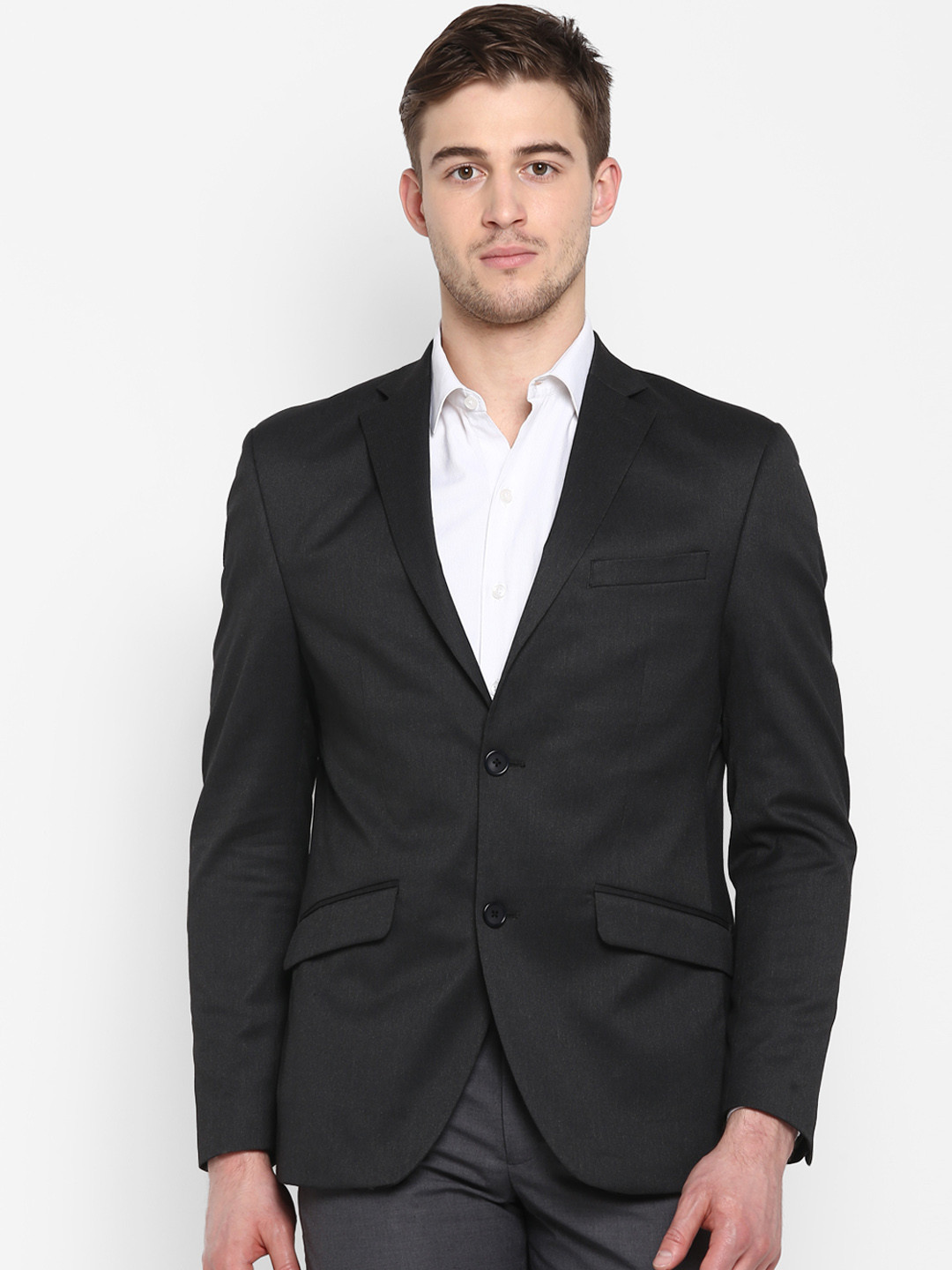 Aditi Wasan Men Black Solid Single-Breasted Formal Blazer