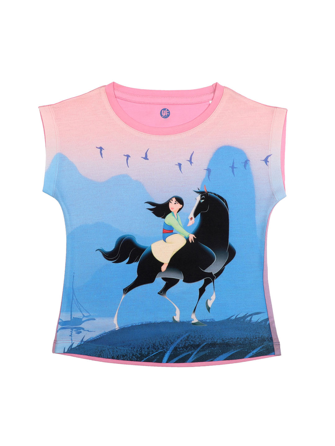 YK Disney Girls Pink Printed Top
