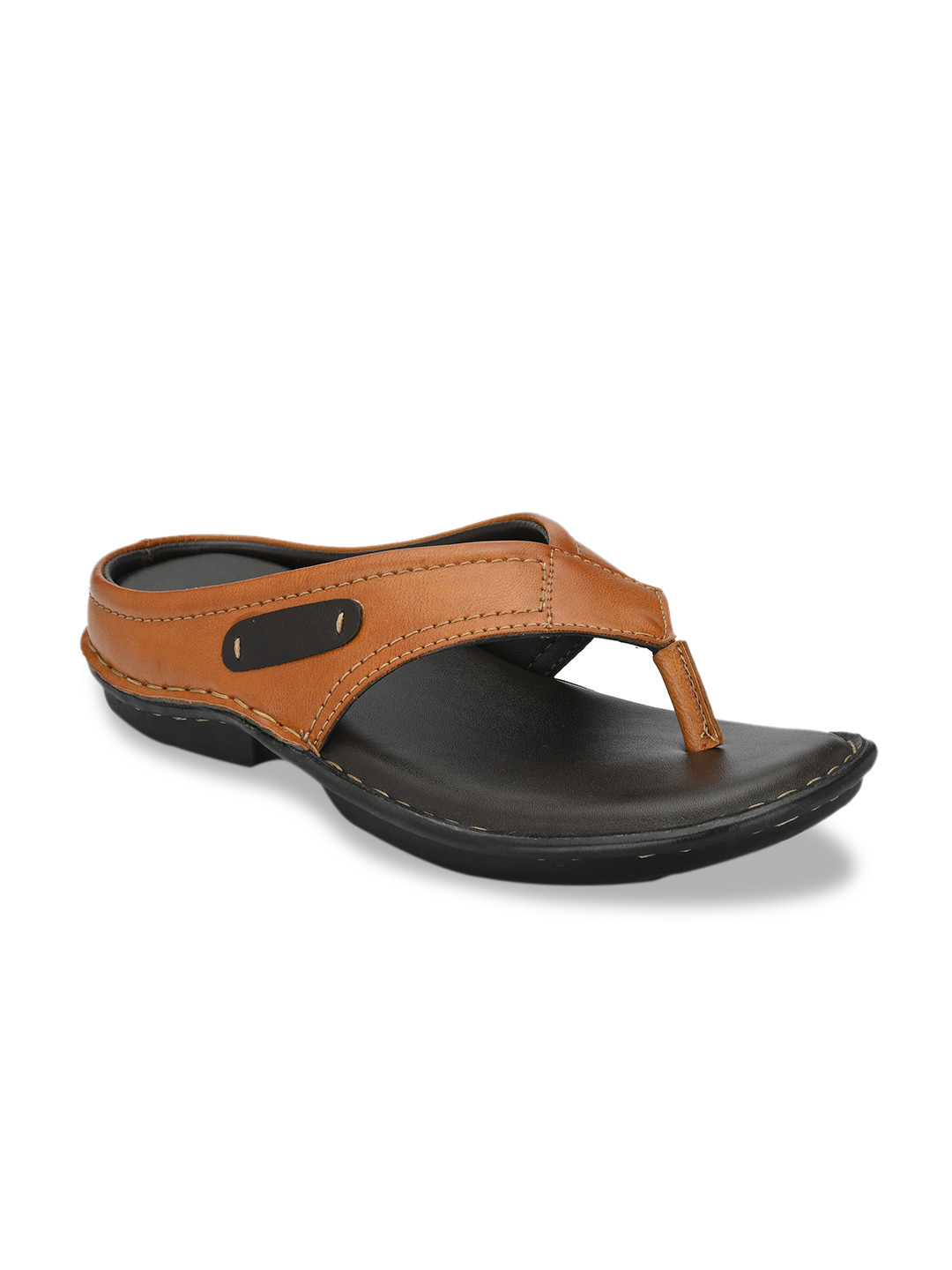 SHENCES Men Tan Solid Sandals
