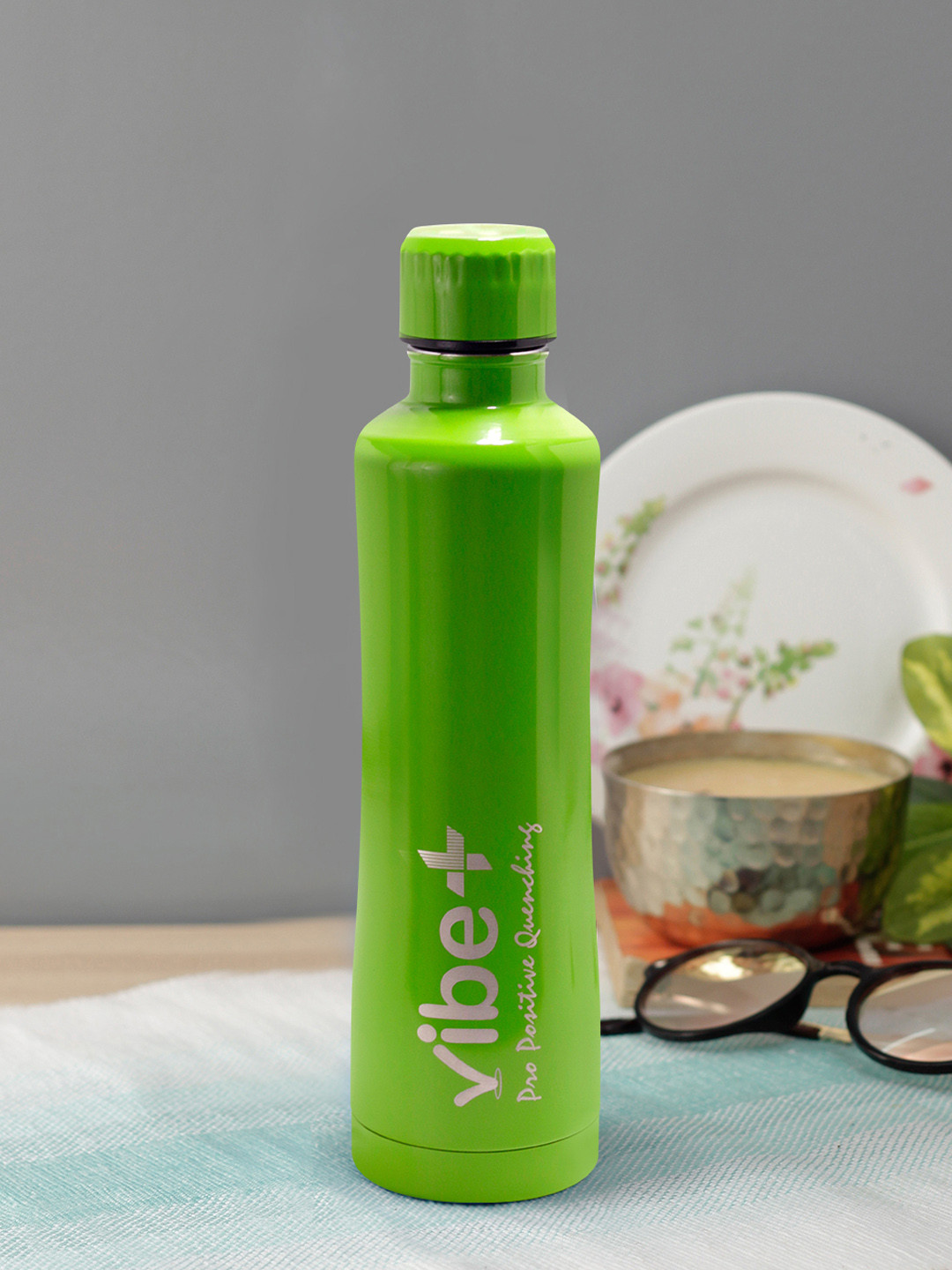 Vibe Plus Green Stainless Steel Double Wall Vacuum Water Bottle - 320ml