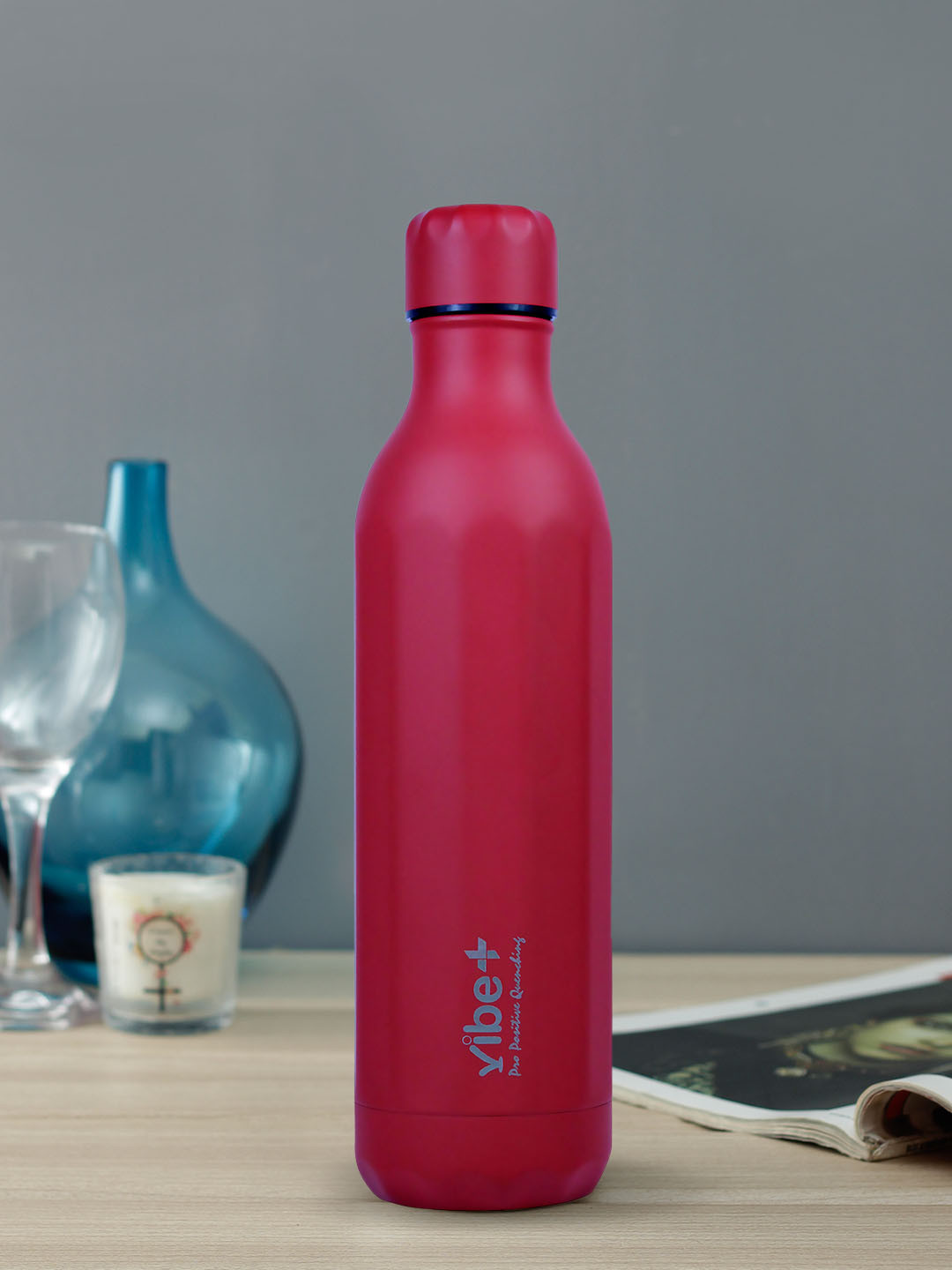 Vibe Plus Pink Solid Stainless Steel Double Wall Vacuum Water Bottle - 550ml