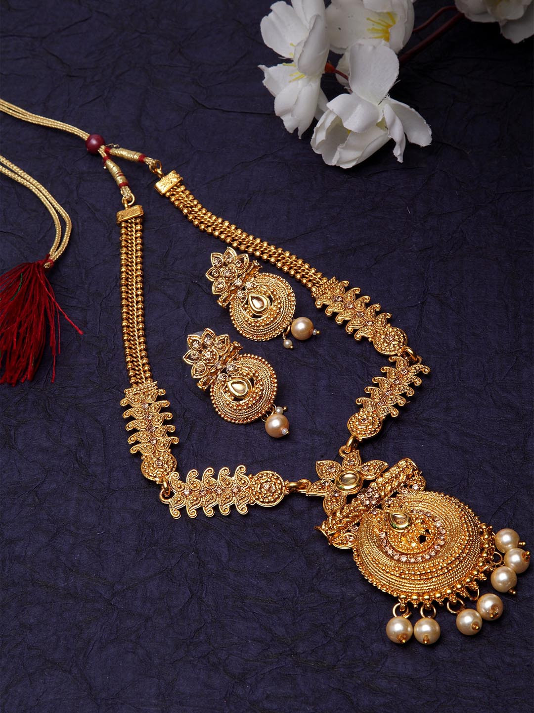 Shining Diva Gold-Plated Antique Jewellery Set