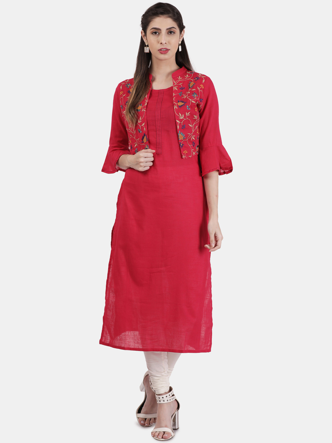 Alena Women Fuchsia Solid Straight Kurta
