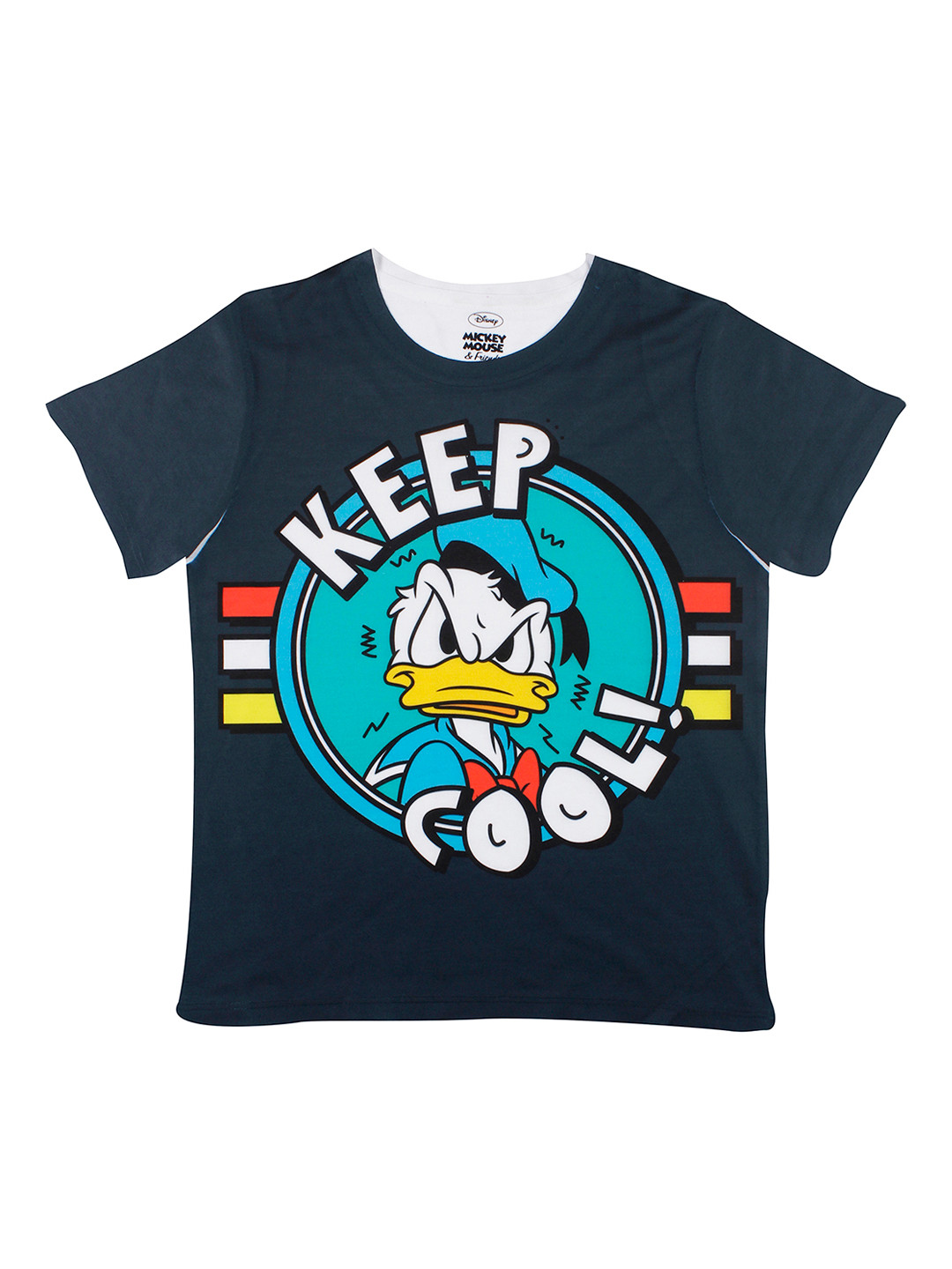 YK Disney Boys Navy Blue Donald Duck Printed Round Neck T-shirt