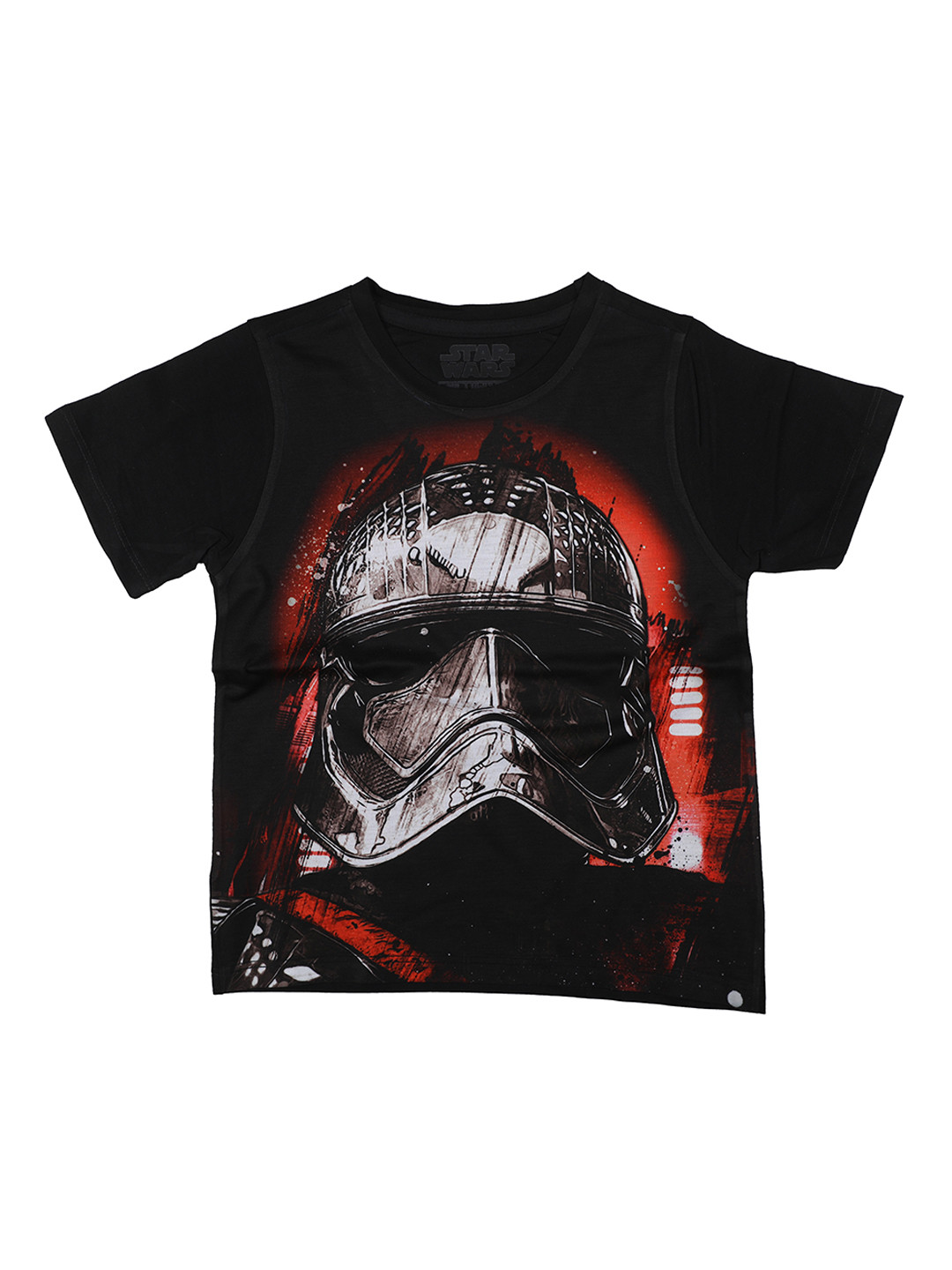 YK Star Wars Boys Black Storm Trooper Print Round Neck T-shirt