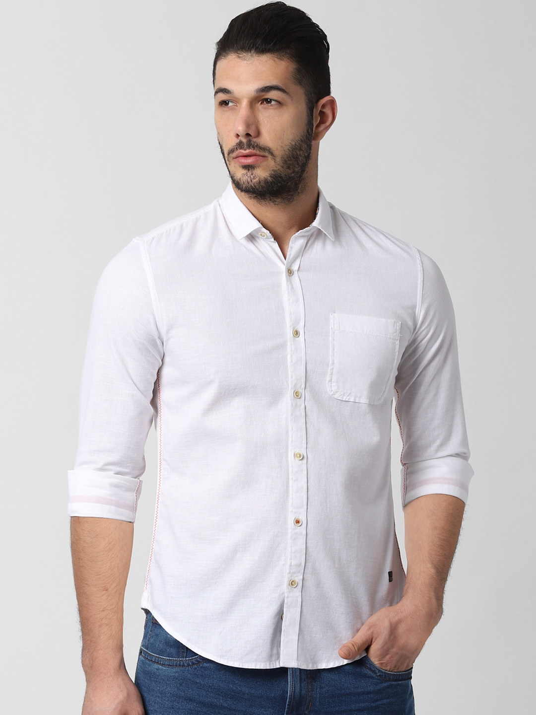 Peter England Casuals Men White Slim Fit Solid Casual Shirt