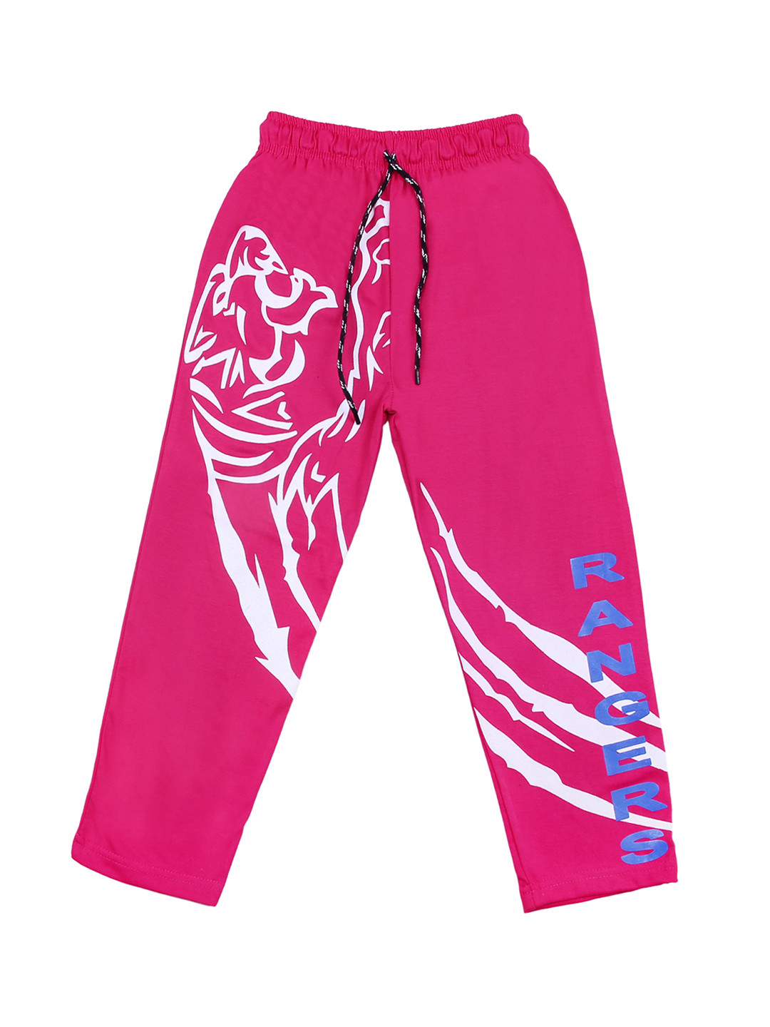 SWEET ANGEL Girls Pink & White Tiger Printed Straight-Fit Track Pants