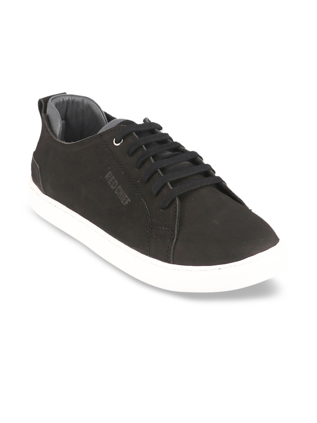Red Chief Men Black Leather Sneakers