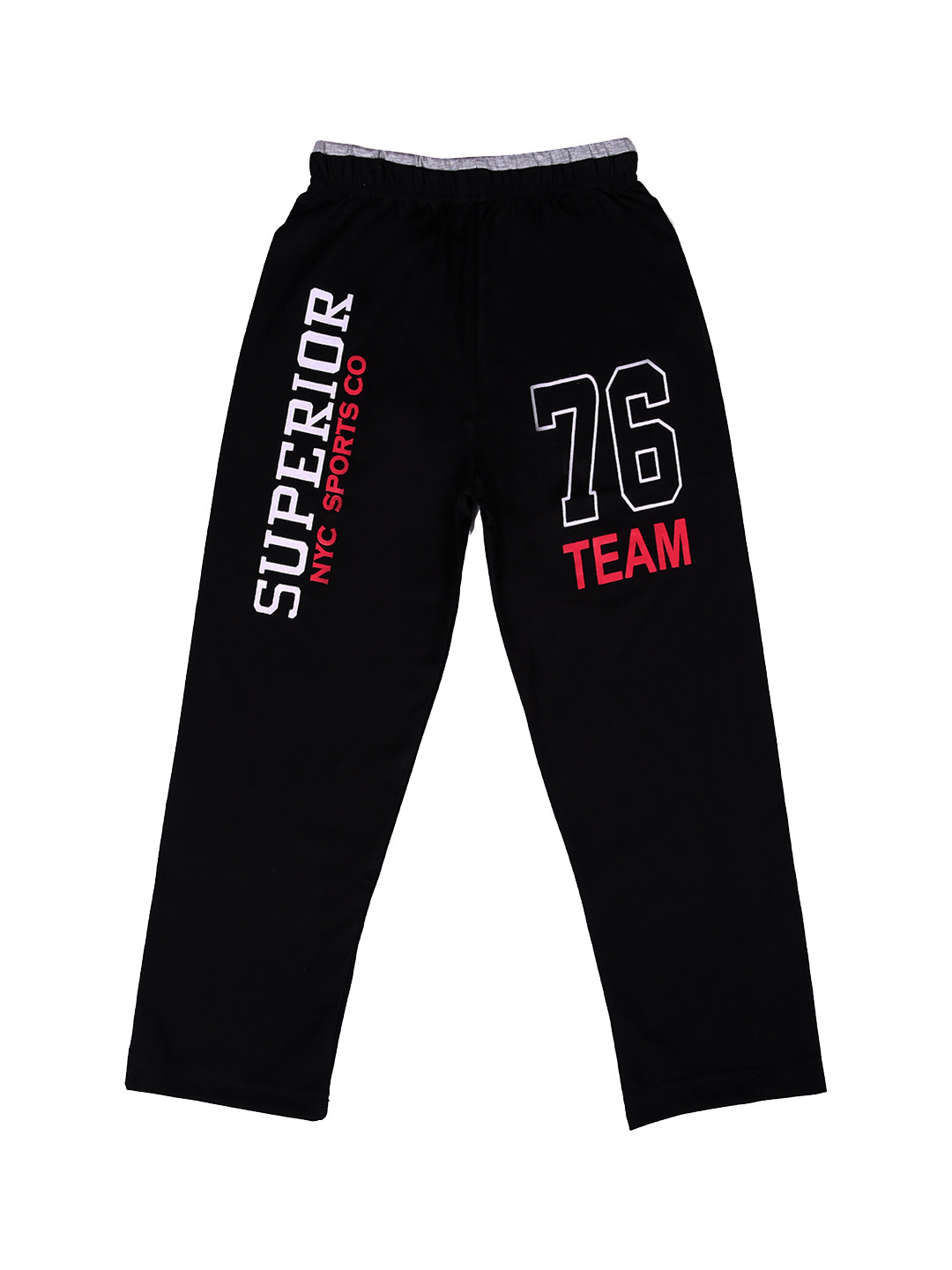 SWEET ANGEL Boys Black Printed Straight-Fit Track Pants
