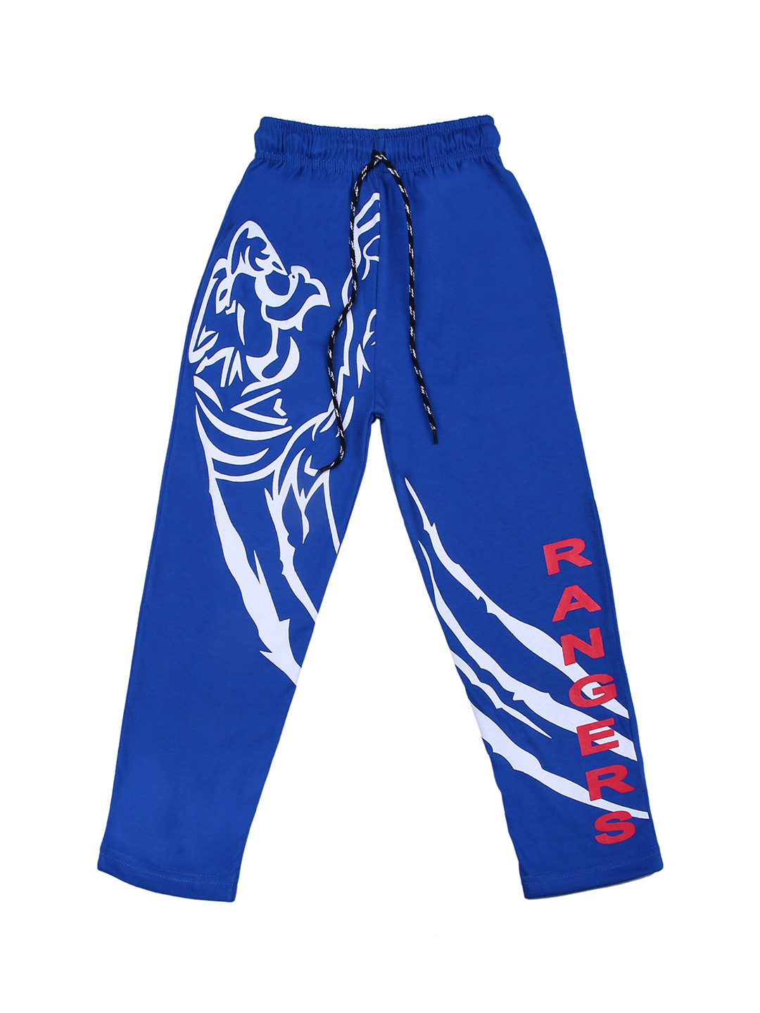 SWEET ANGEL Boys Blue & White Printed Straight-Fit Track Pants
