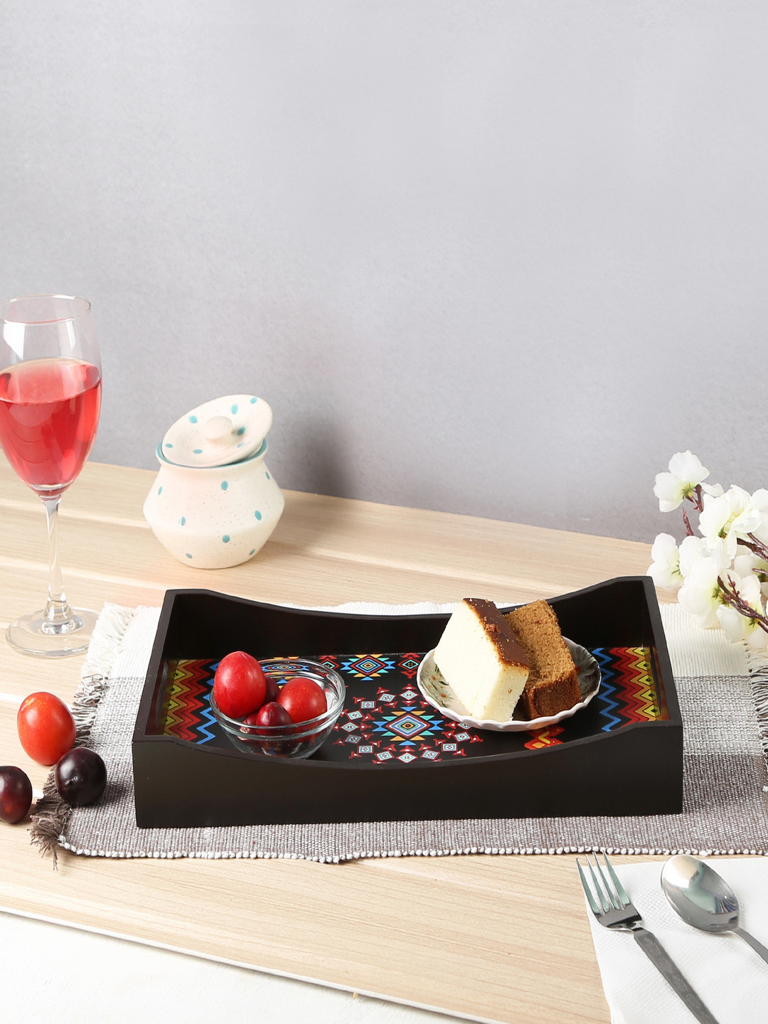 Crayton Multicolored MDF Medium Rectangular Serving Tray