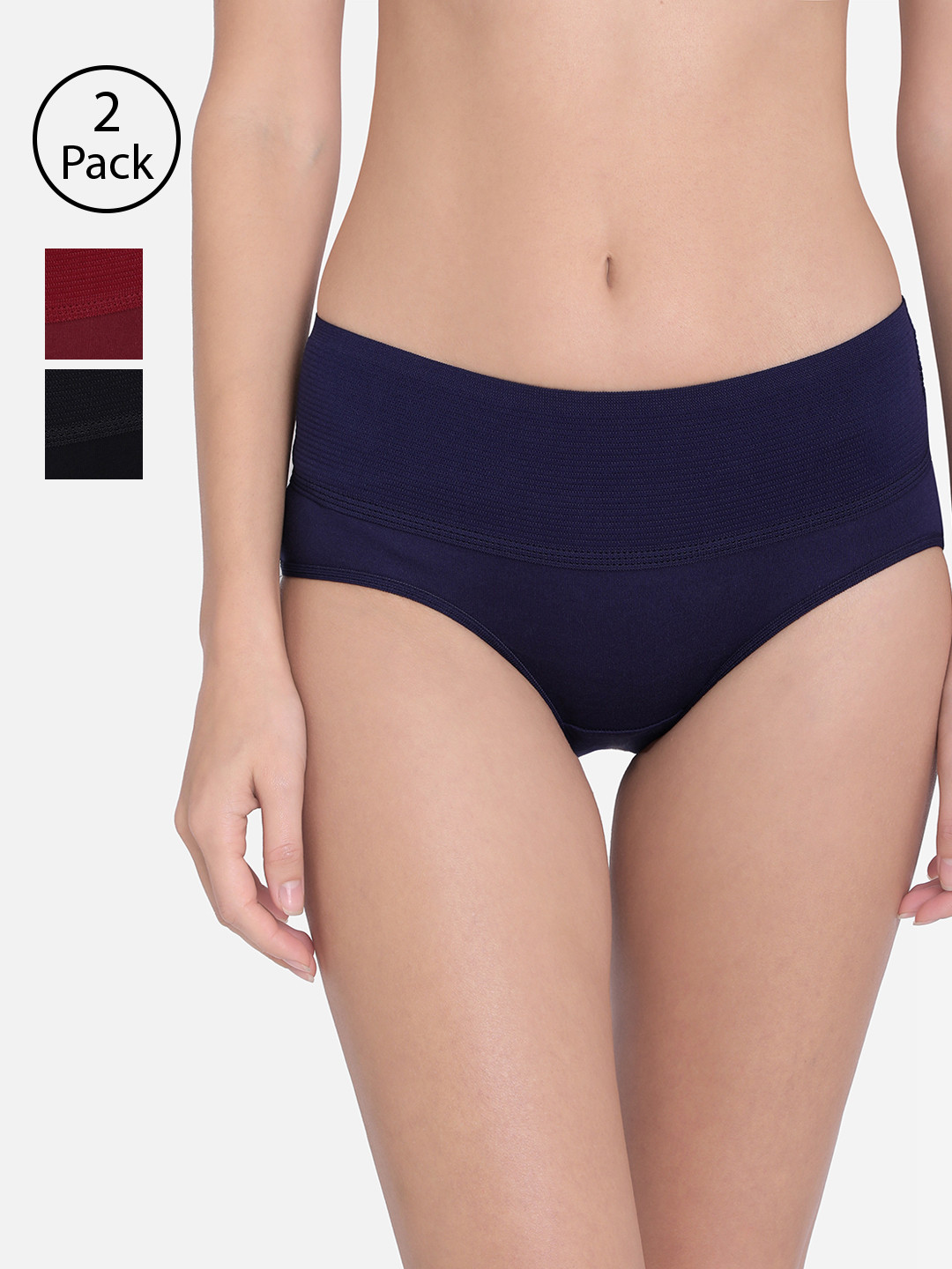 Red Rose Women Pack of 3 Solid Shaper Briefs Monal_Navy Blue-Maroon-Black