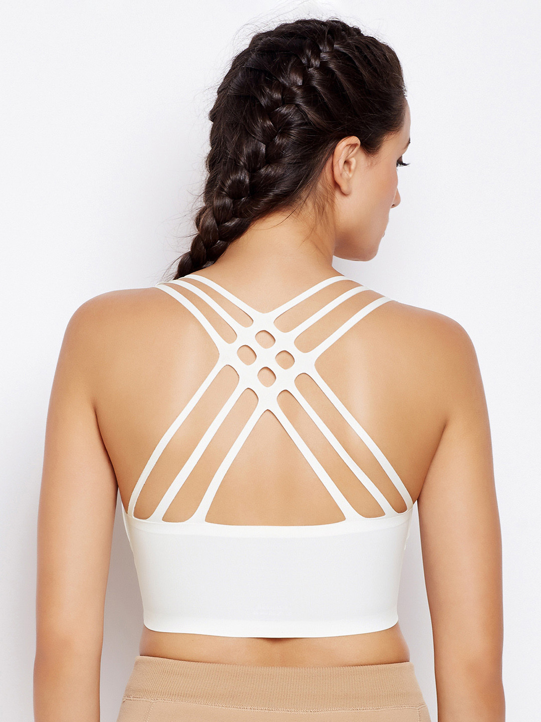 Lebami White Solid Non-Wired Lightly Padded Sports Bra