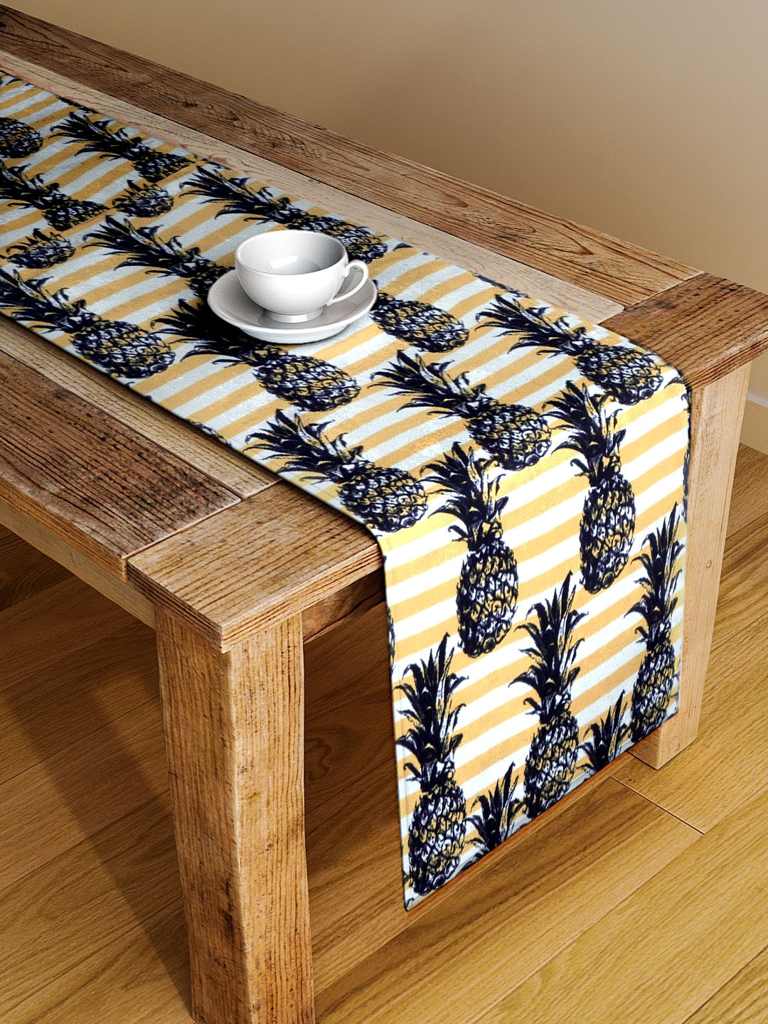 Alina decor Yellow & Black Digital Printed Table Runner