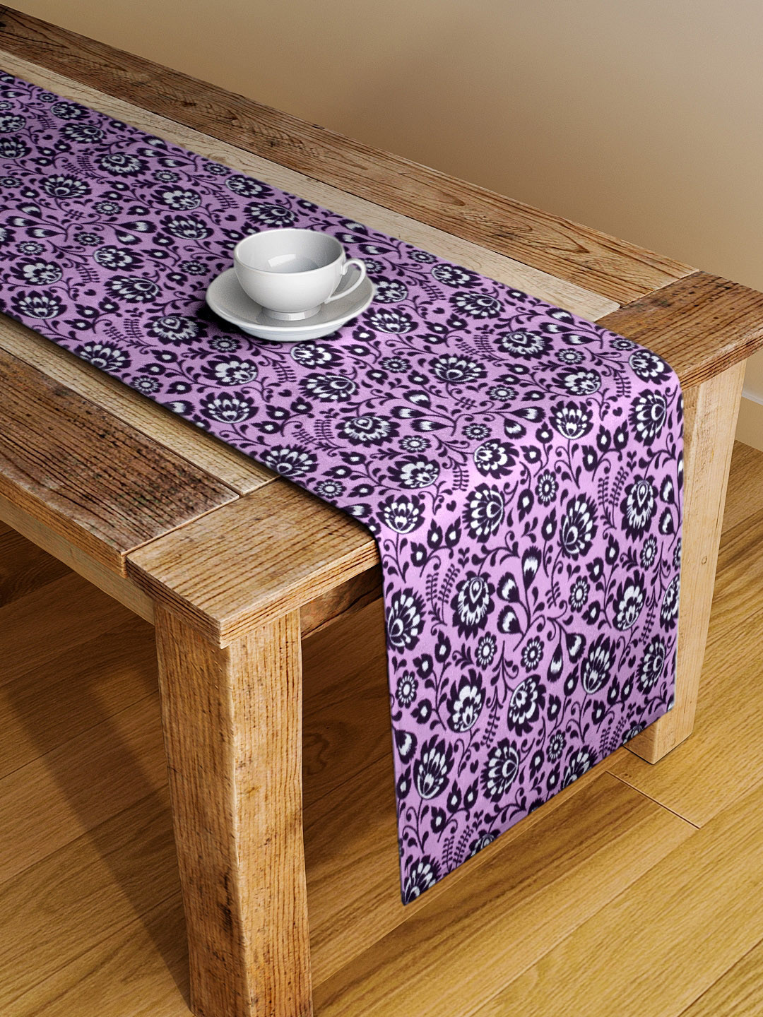 Alina decor Pink & Black Digital Floral-Printed Table Runner
