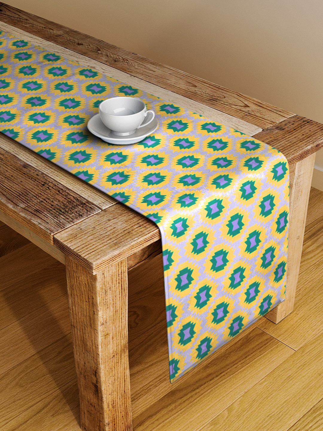 Alina decor Grey & Yellow Digital Printed Table Runner