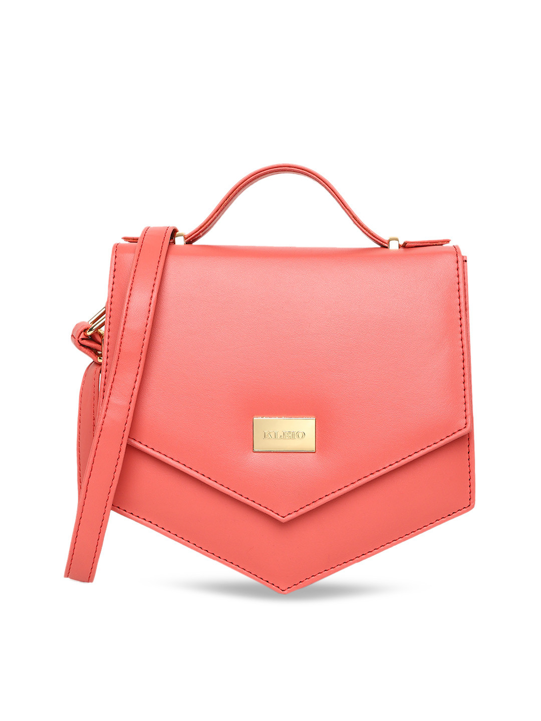 KLEIO Peach-Coloured Unique Shaped Sling Bag