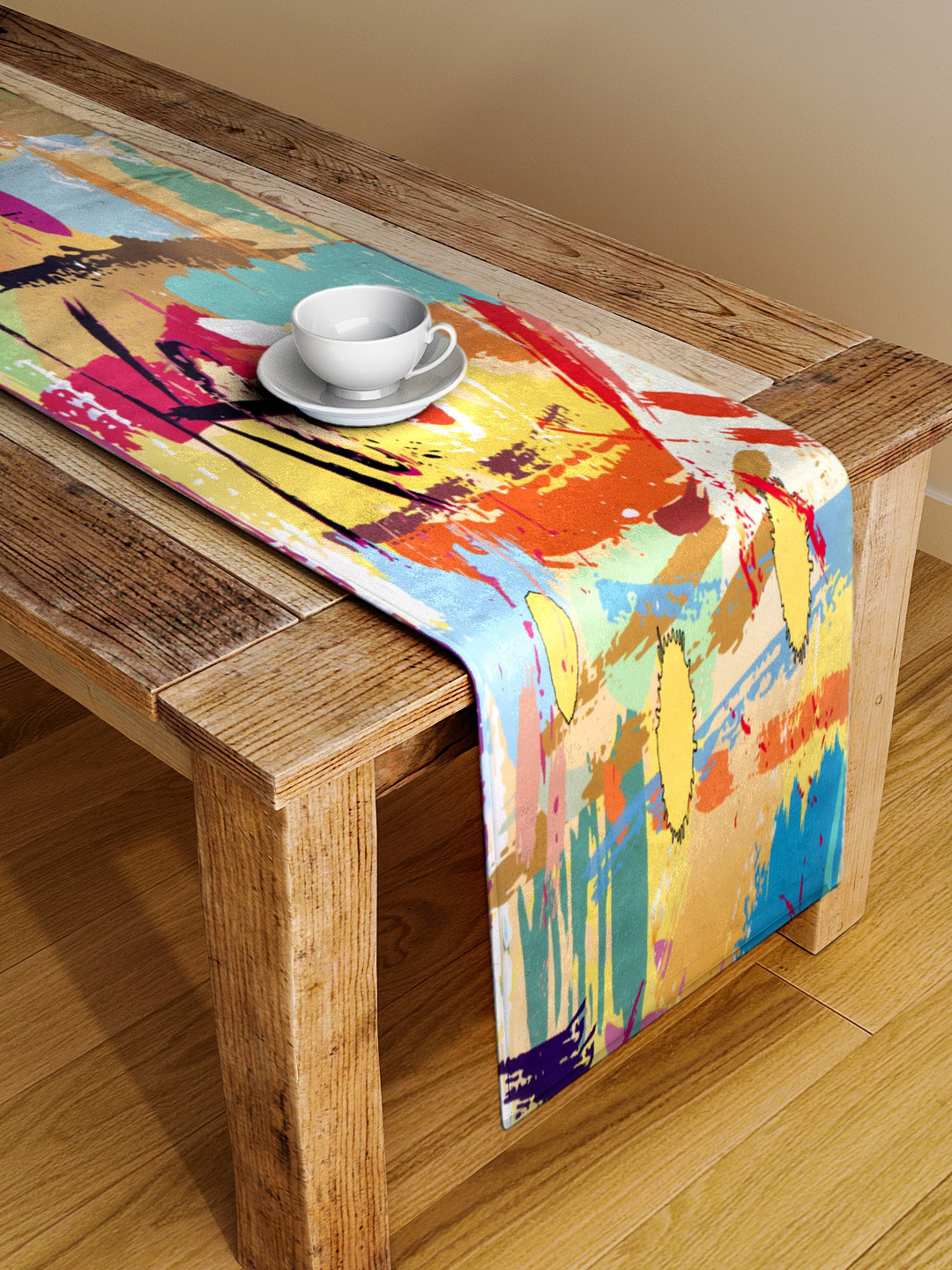 Alina decor Blue & Yellow Digital Printed Table Runner