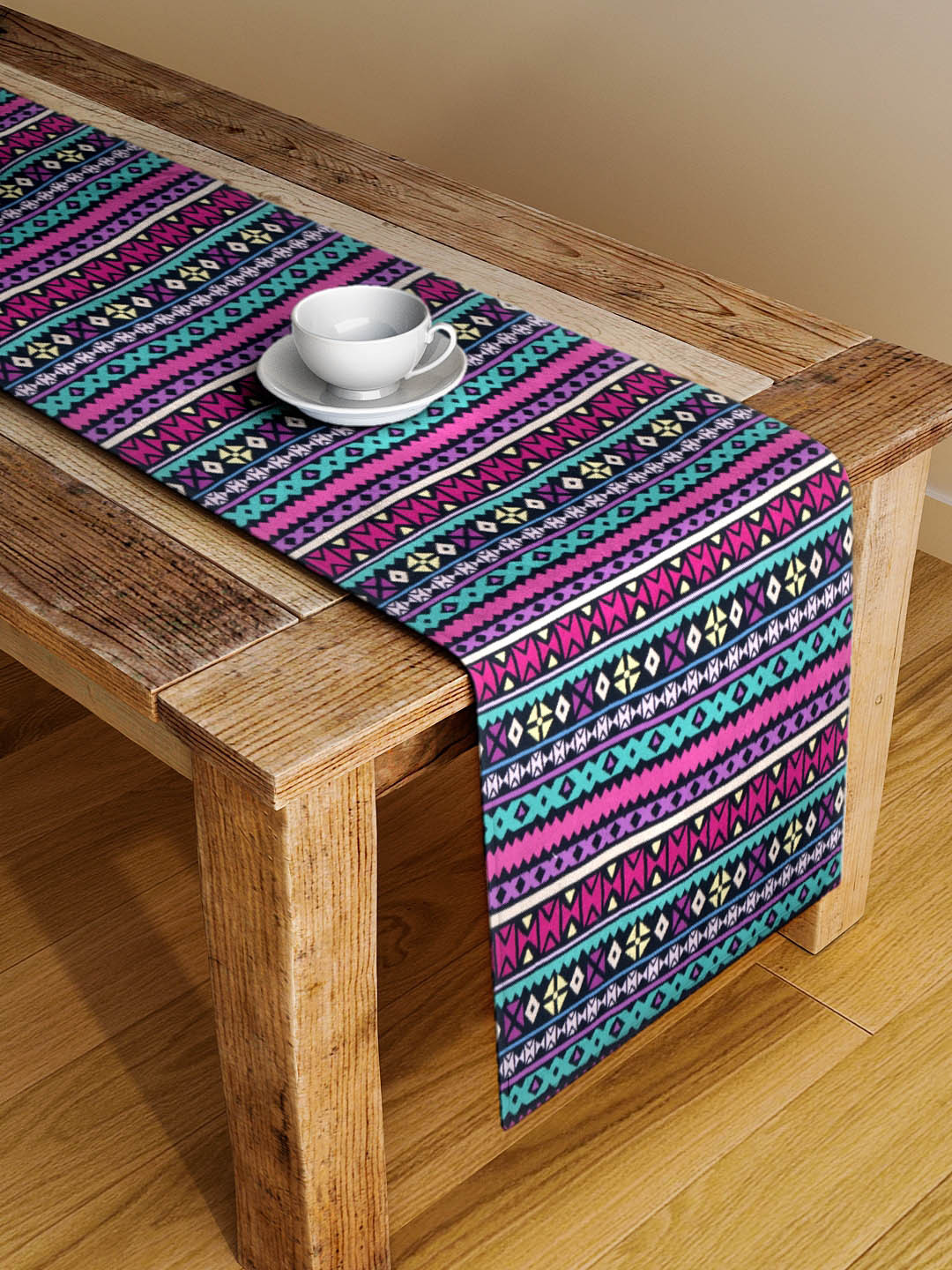 Alina decor Pink & Black Digital Printed Table Runner