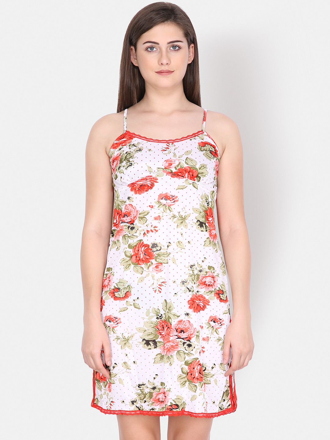 Klamotten Red & White Printed Nightdress DB9Rd191